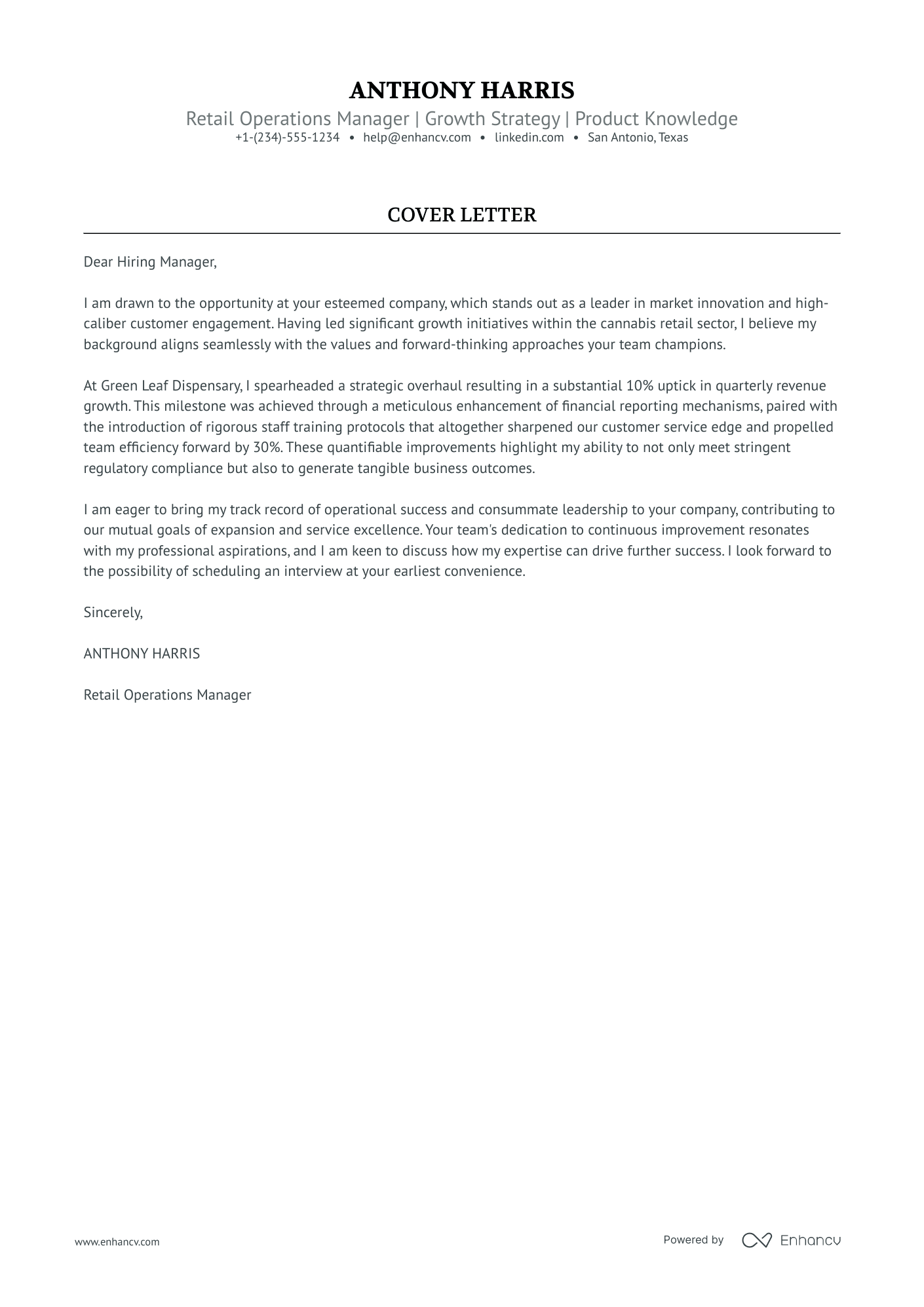 Retail General Manager Resume Example