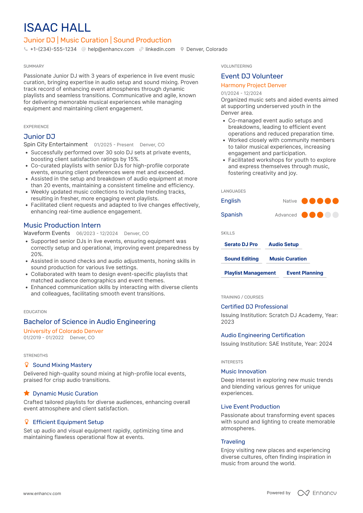 Junior DJ Resume Example