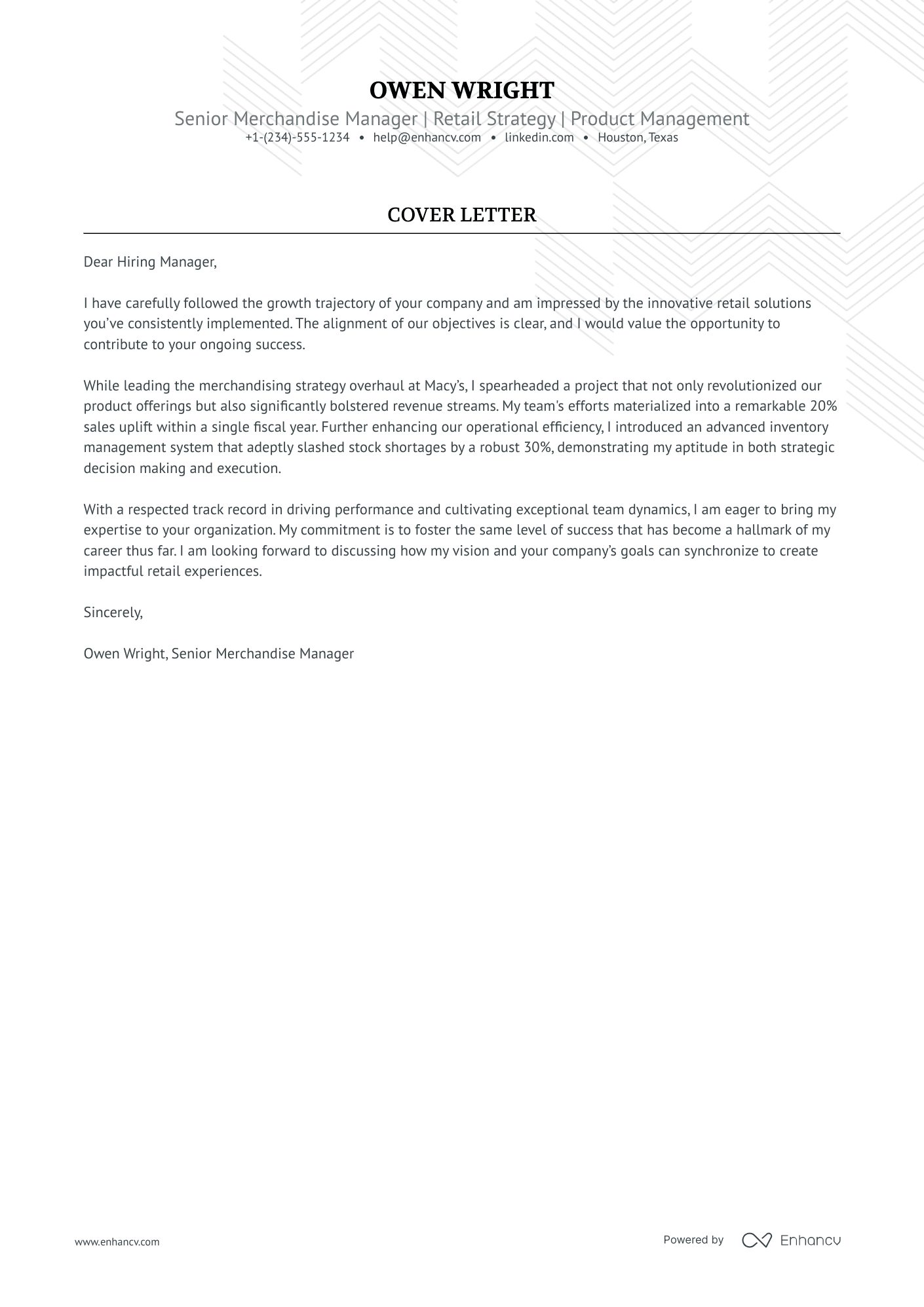Merchandise Manager Resume Example