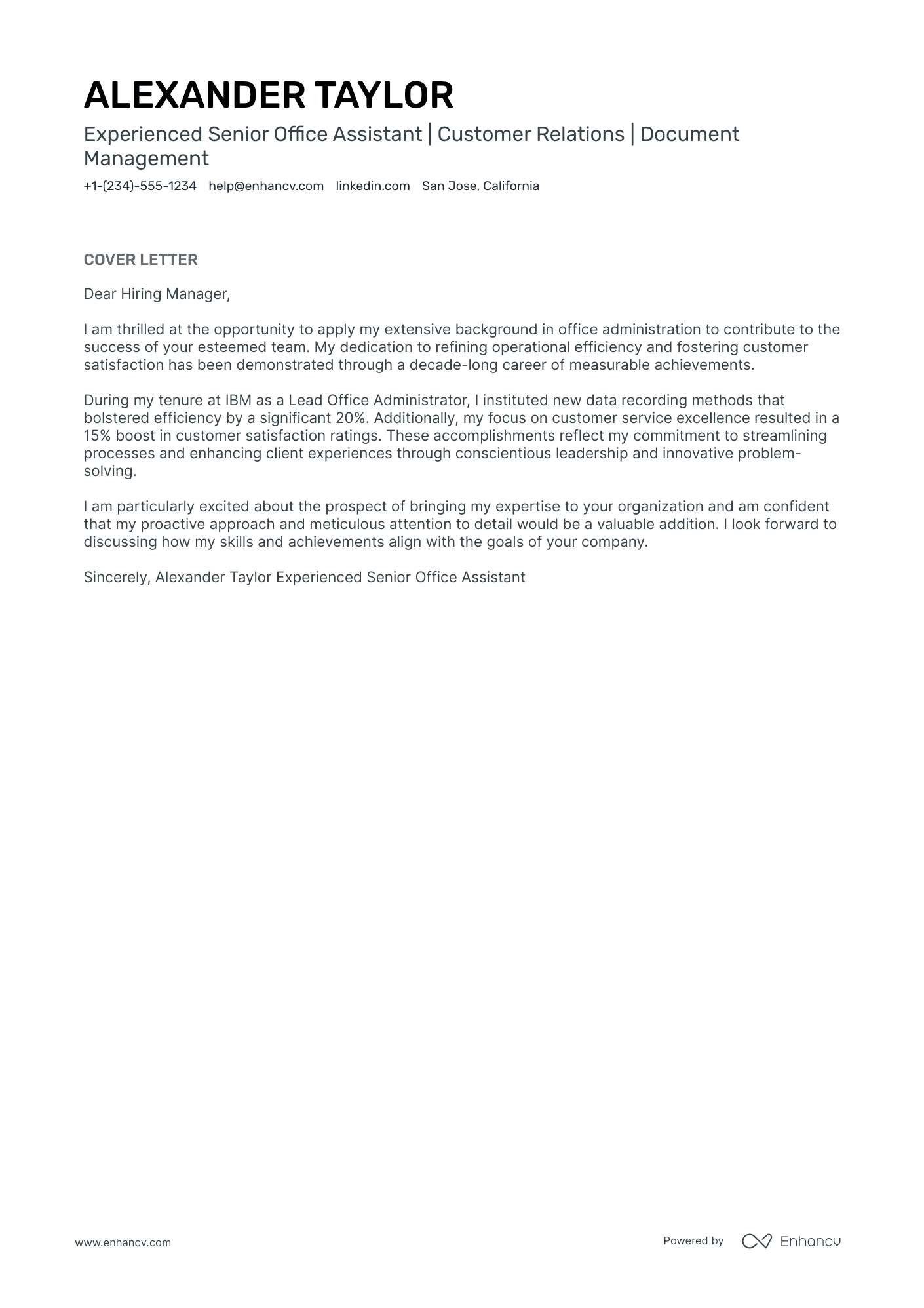 Senior Office Assistant Resume Example
