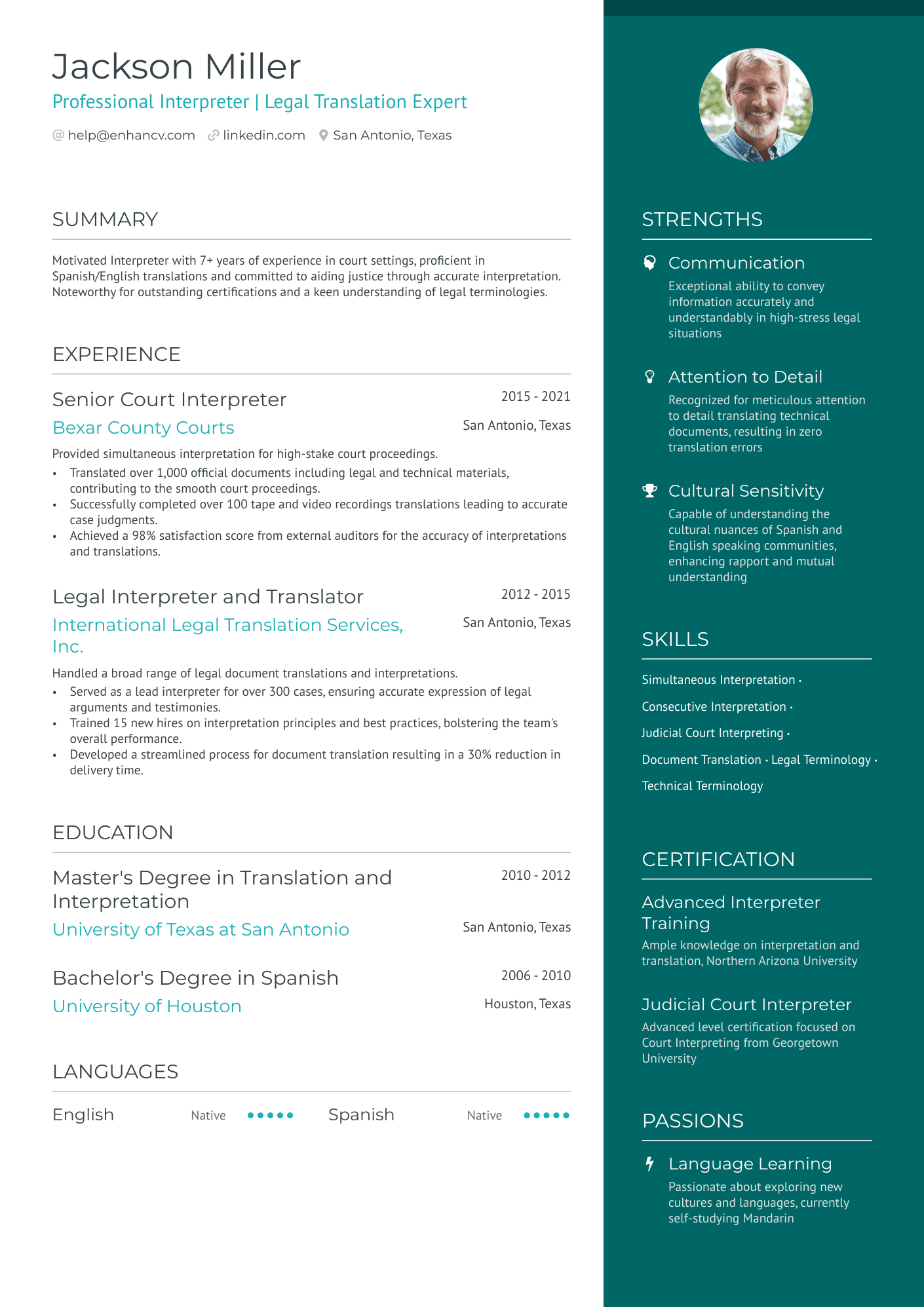 Court Interpreter Resume Example