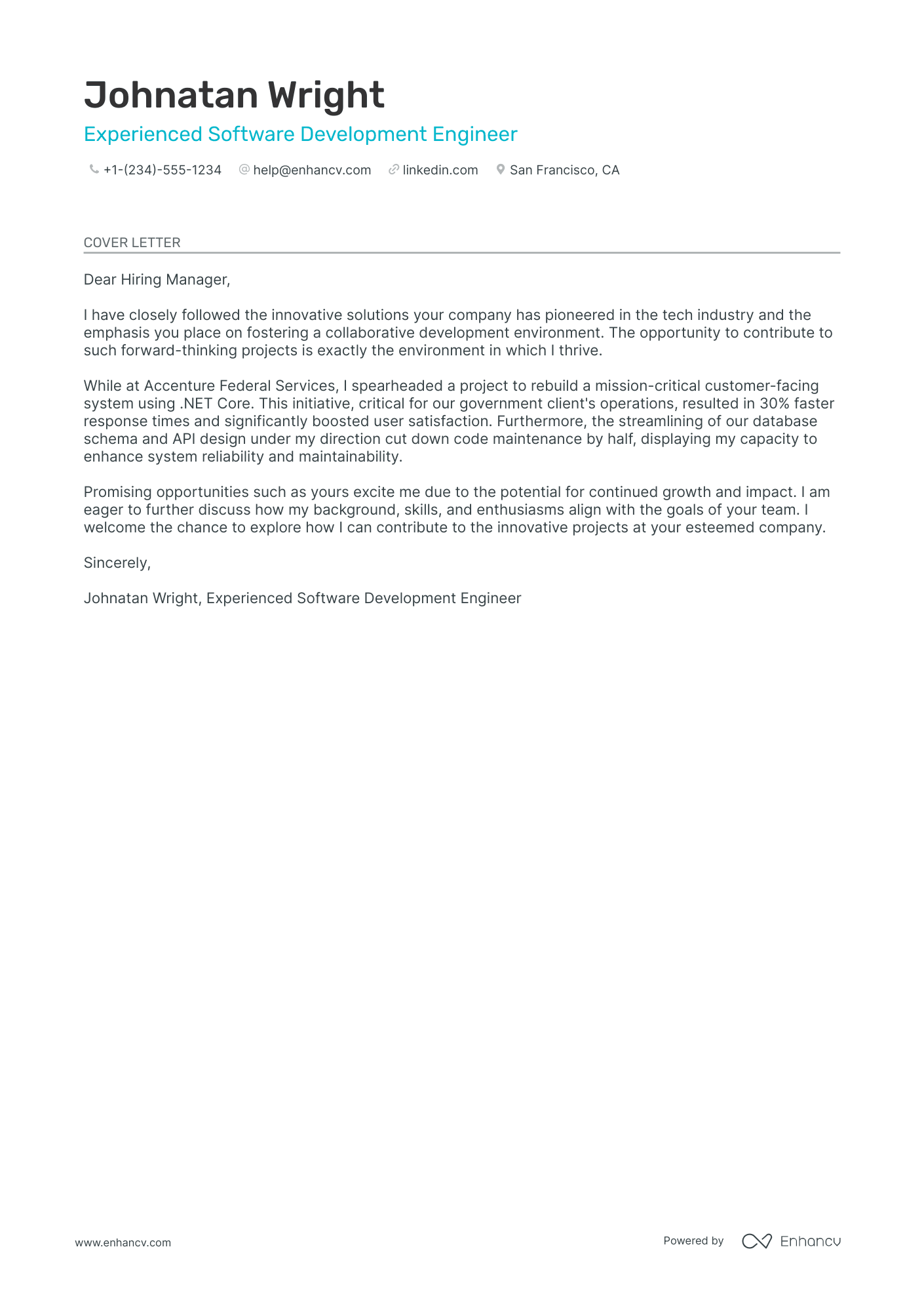 Software Development Engineer Resume Example