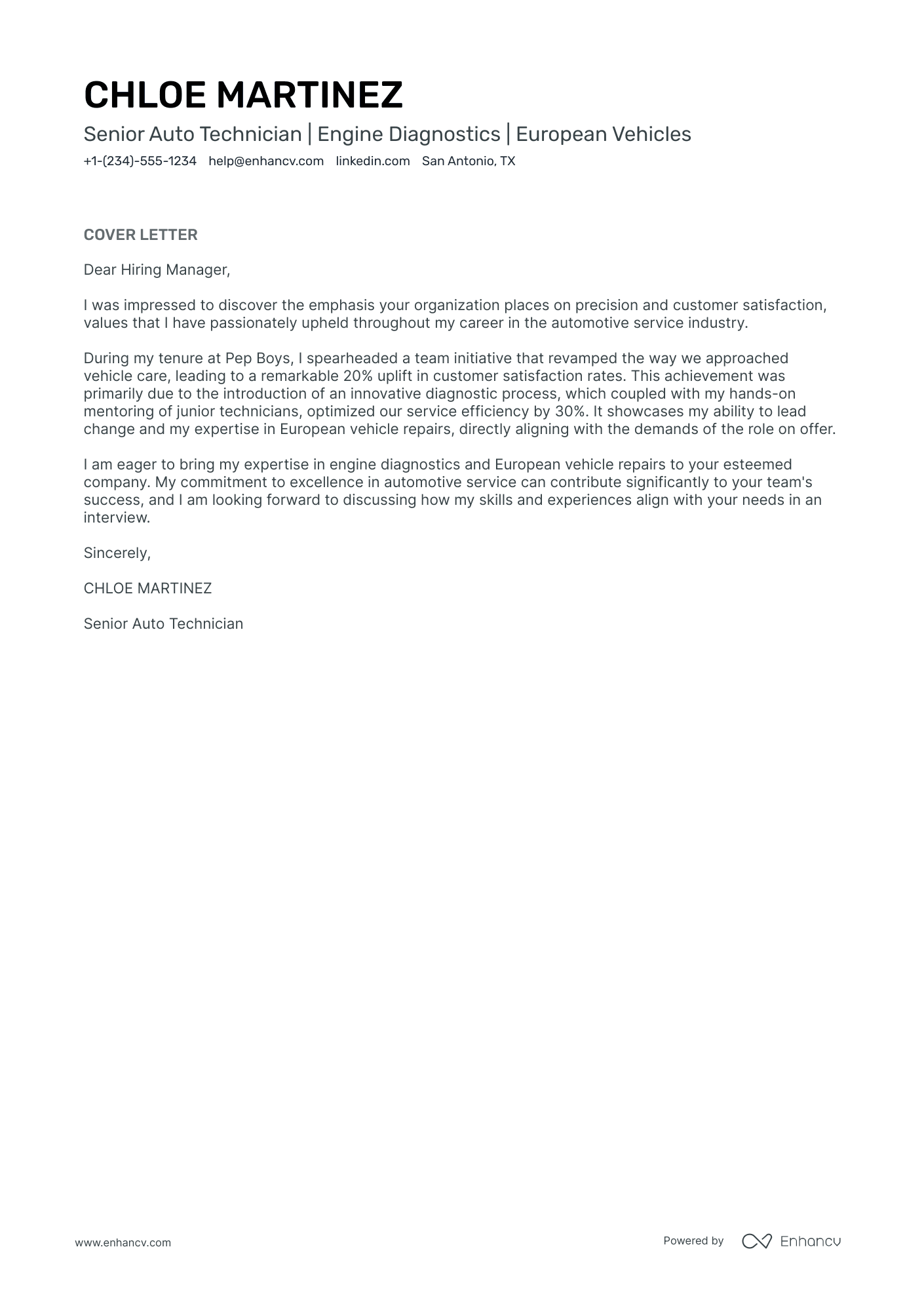 Automotive Technician Resume Example