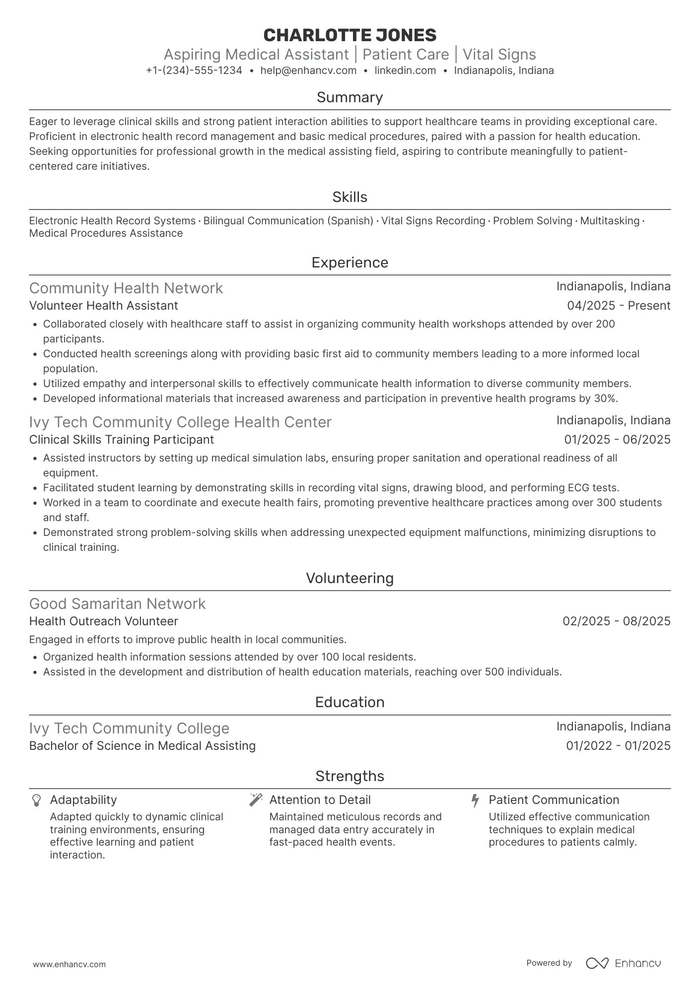 Medical Assistant Intern Resume Example