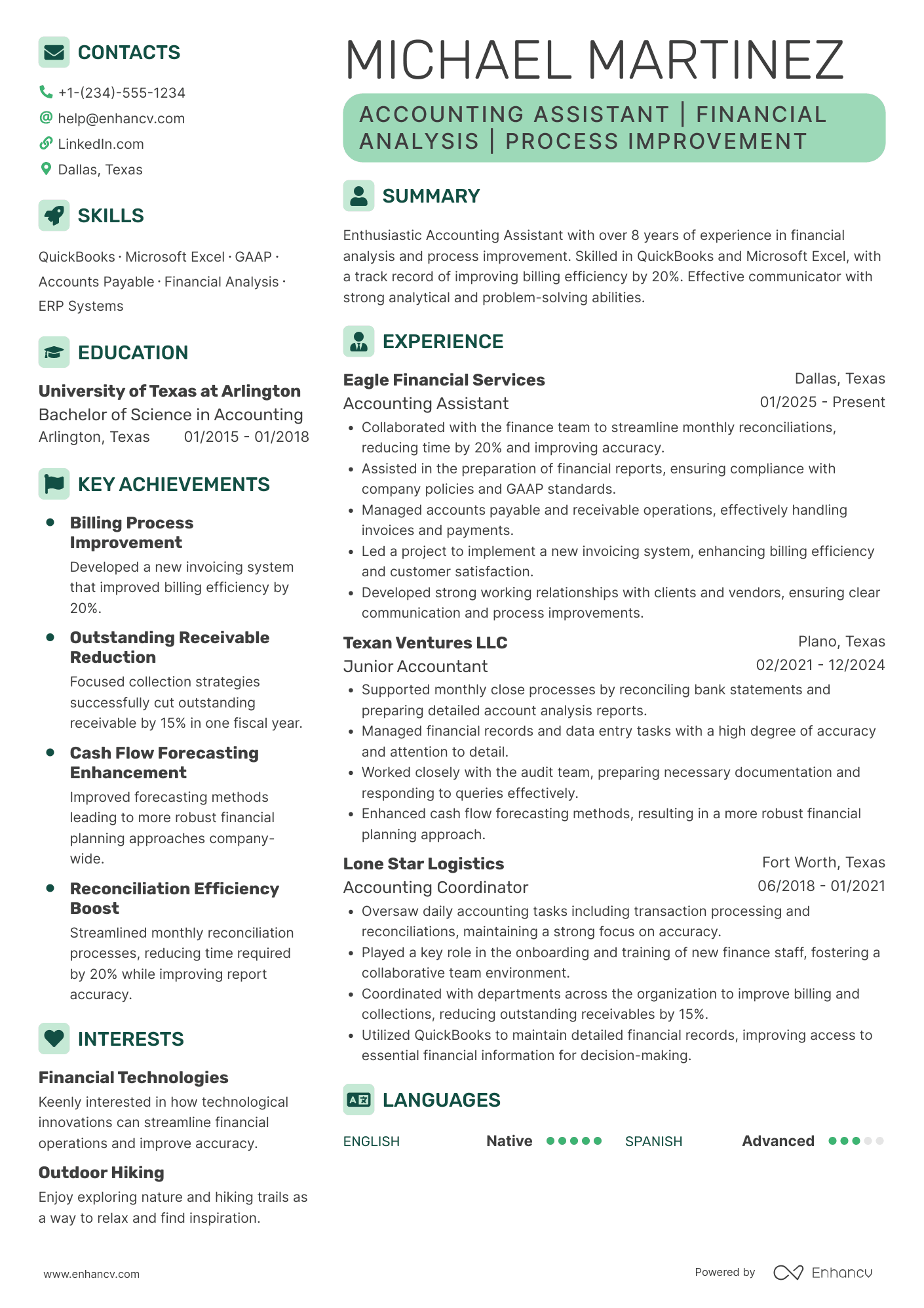 Accounting Assistant Resume Example