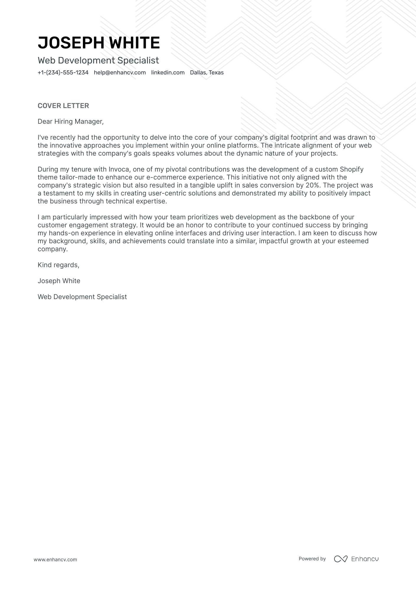 Freelance Front End Developer Resume Example