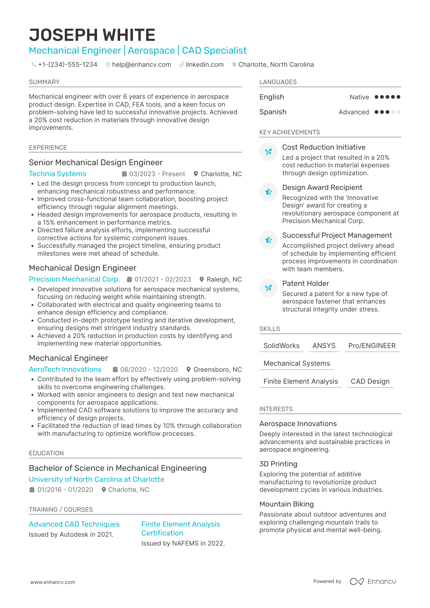 Mechanical Product Development Engineer Resume Example