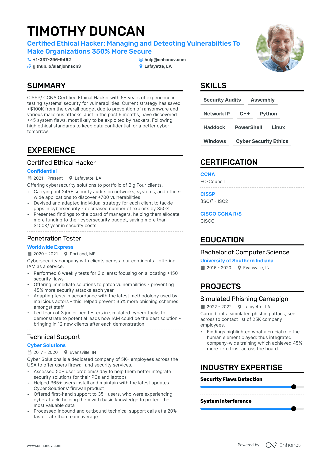 Ethical Hacker Resume Example