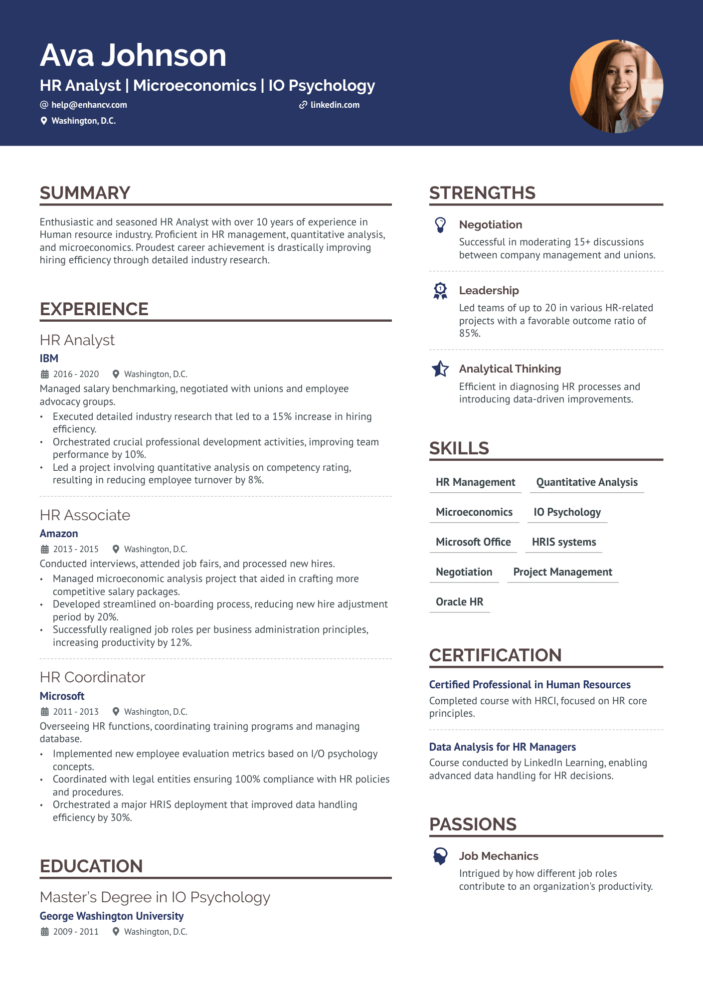 Grad School Academic Resume Example