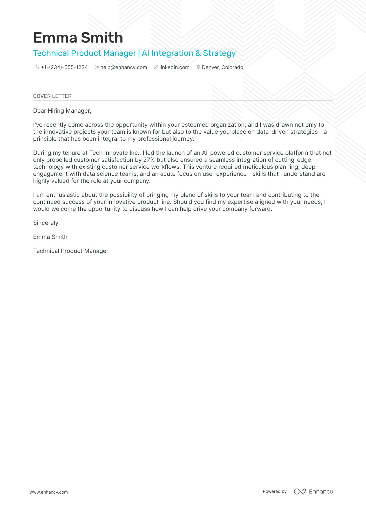 Technical Product Manager Resume Example