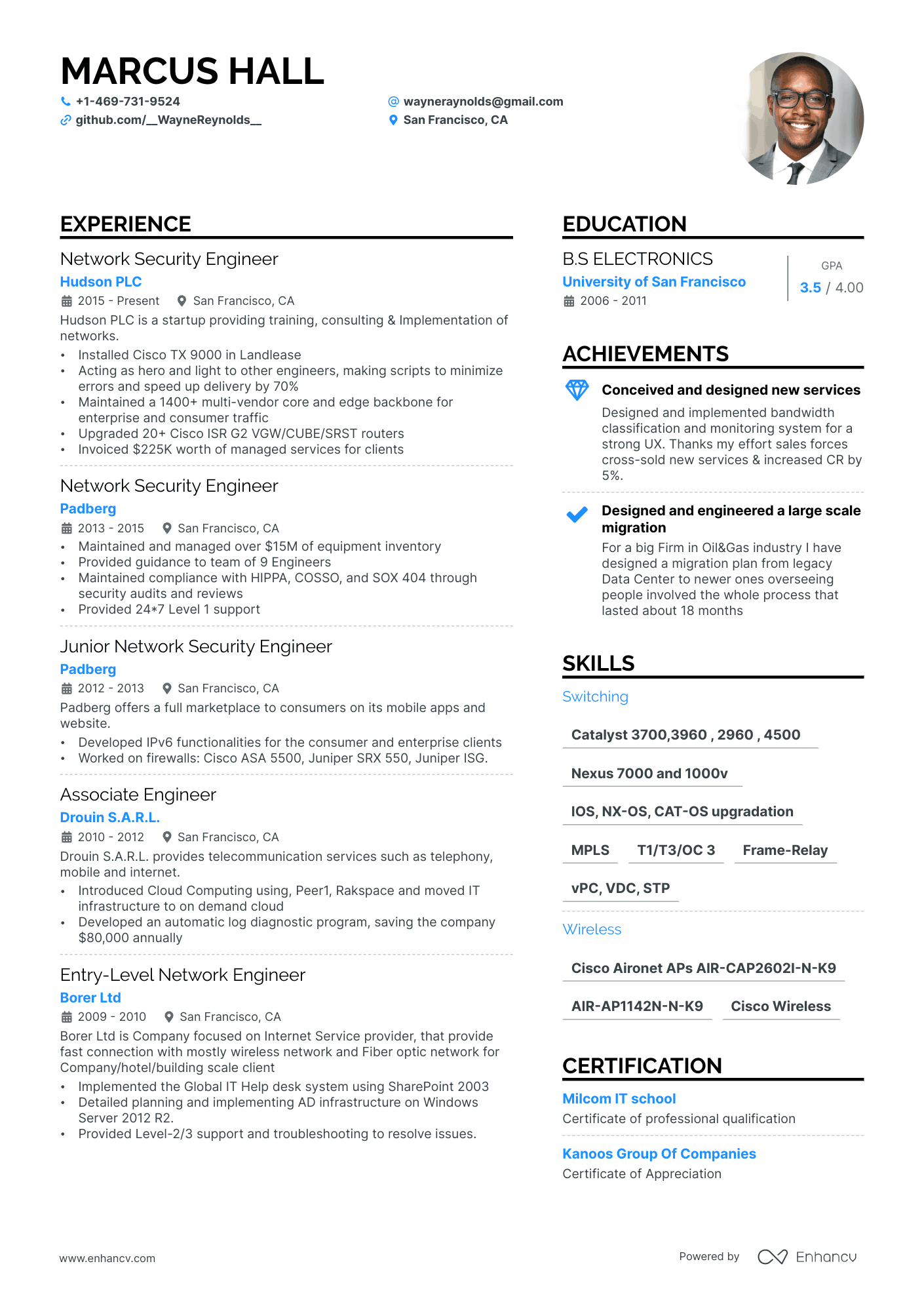 Network Security Engineer Resume Example