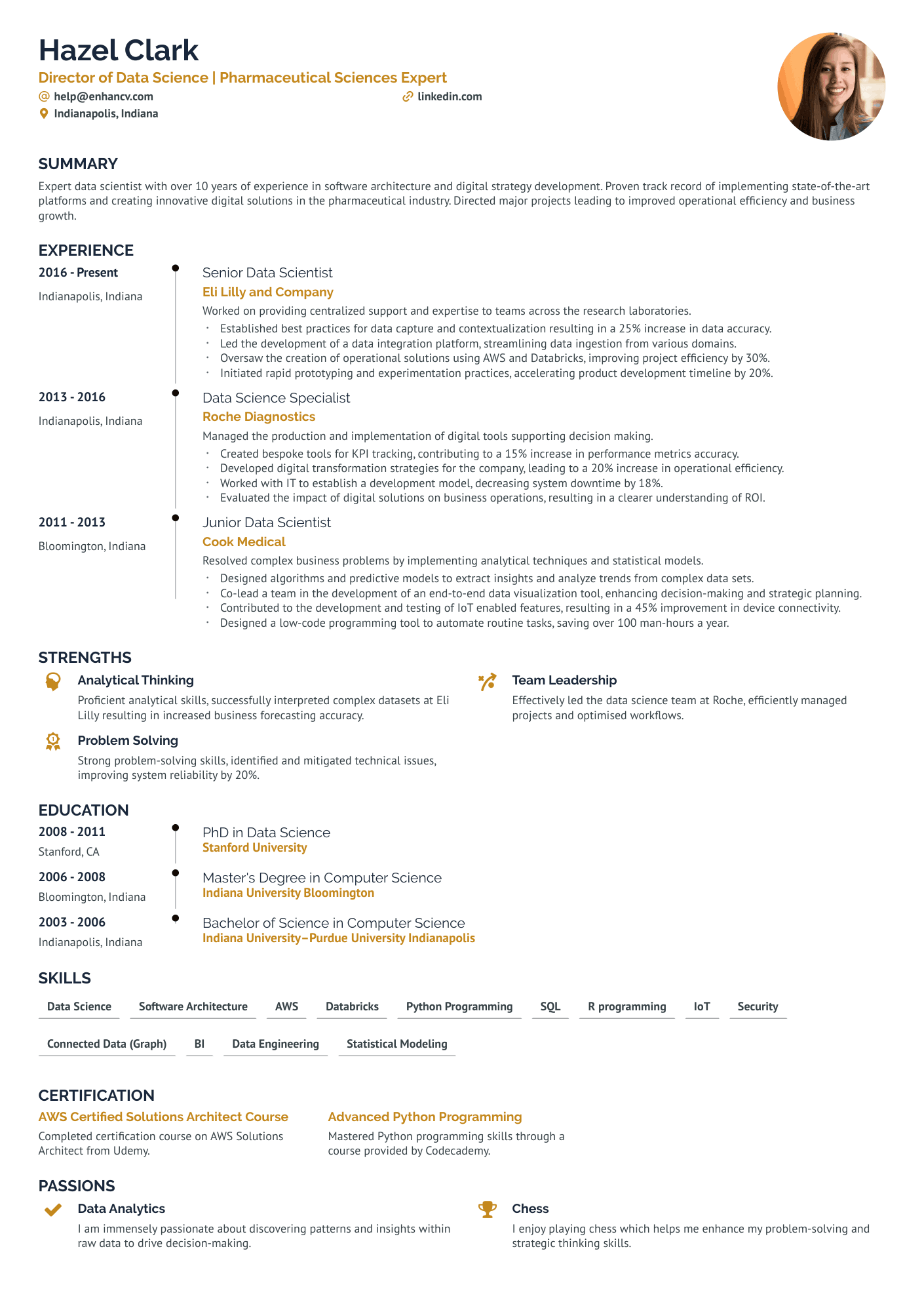 Data Science Director Resume Example