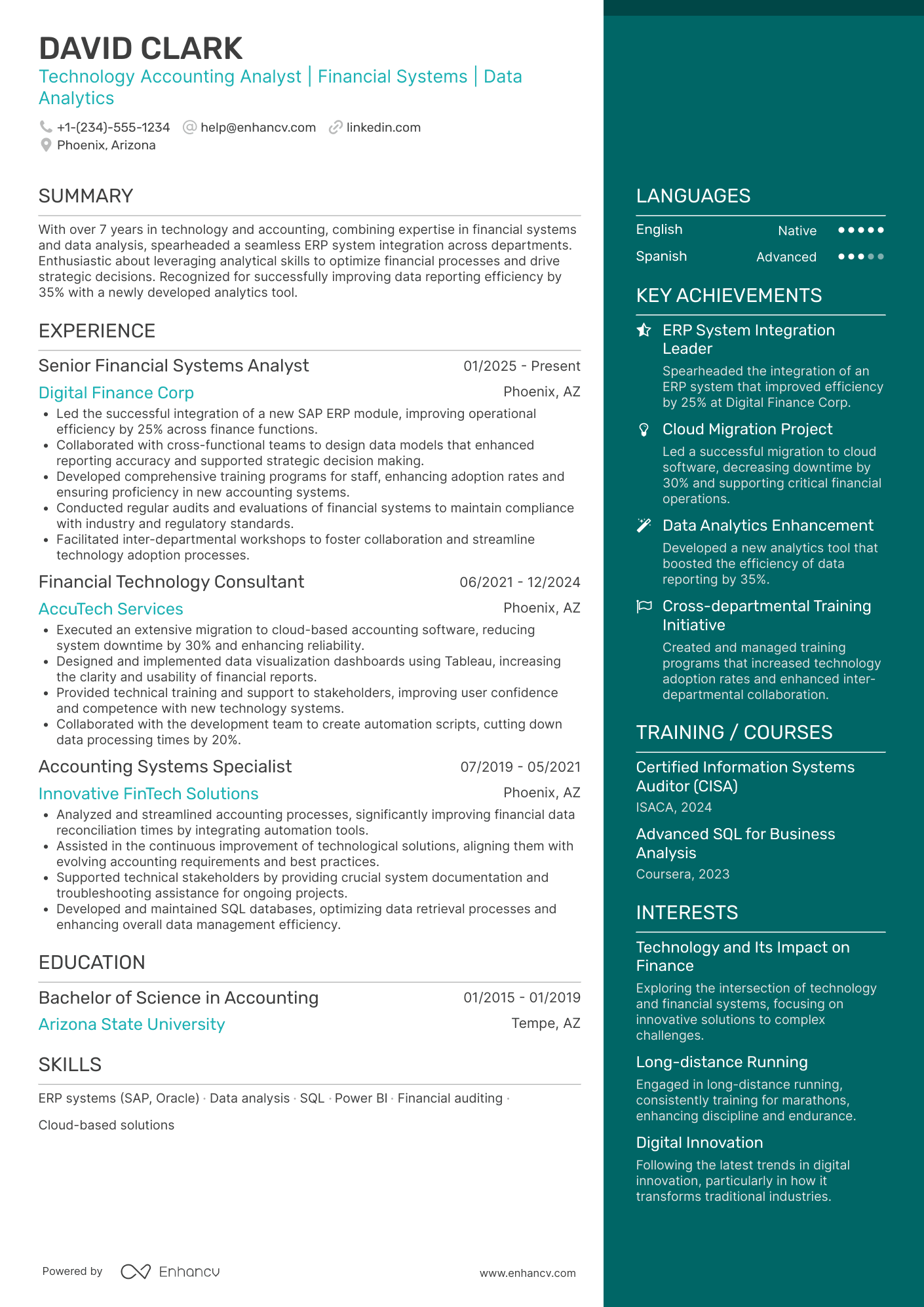 Technology Accounting Analyst Resume Example