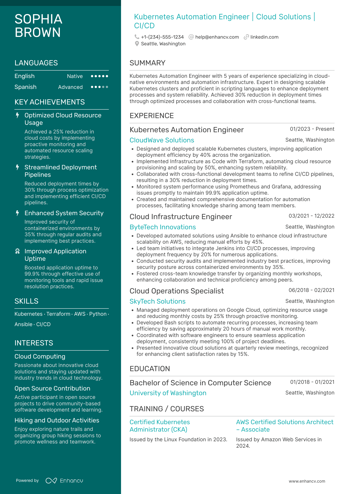 Kubernetes Automation Engineer Resume Example