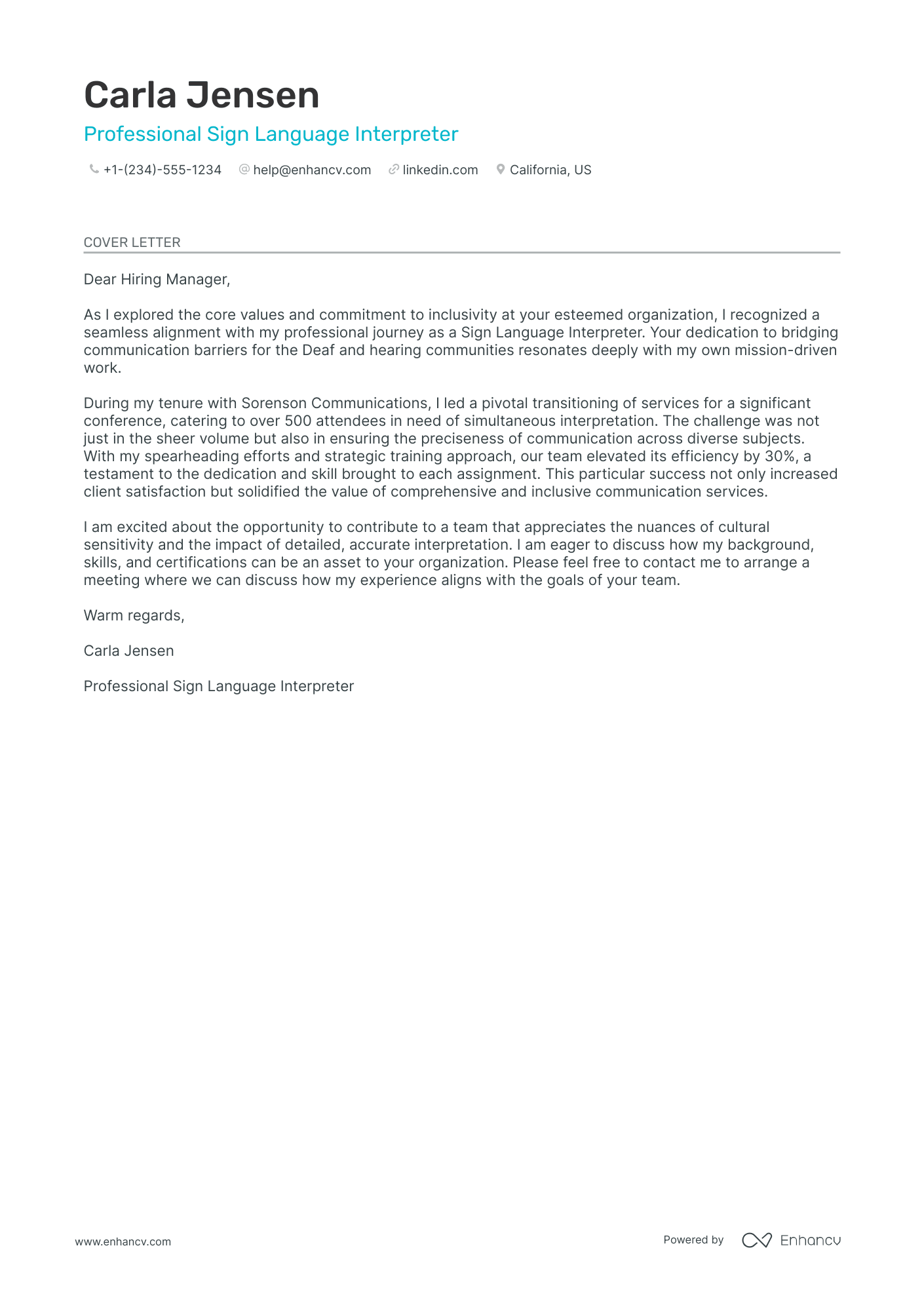 Sign Language Interpreter Resume Example