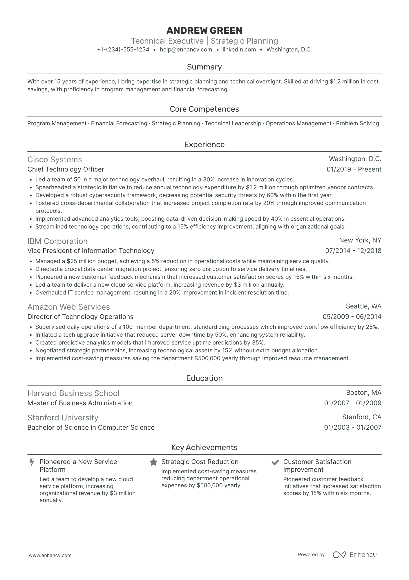 Chief Innovation and Sustainability Officer Resume Example