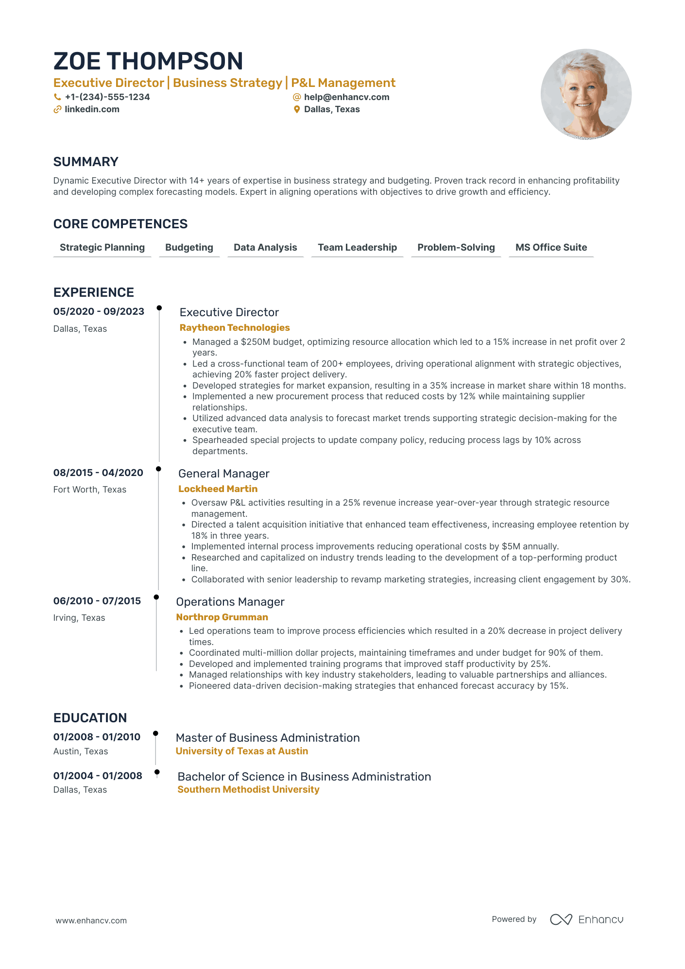 Chief Executive Officer in Manufacturing Resume Example