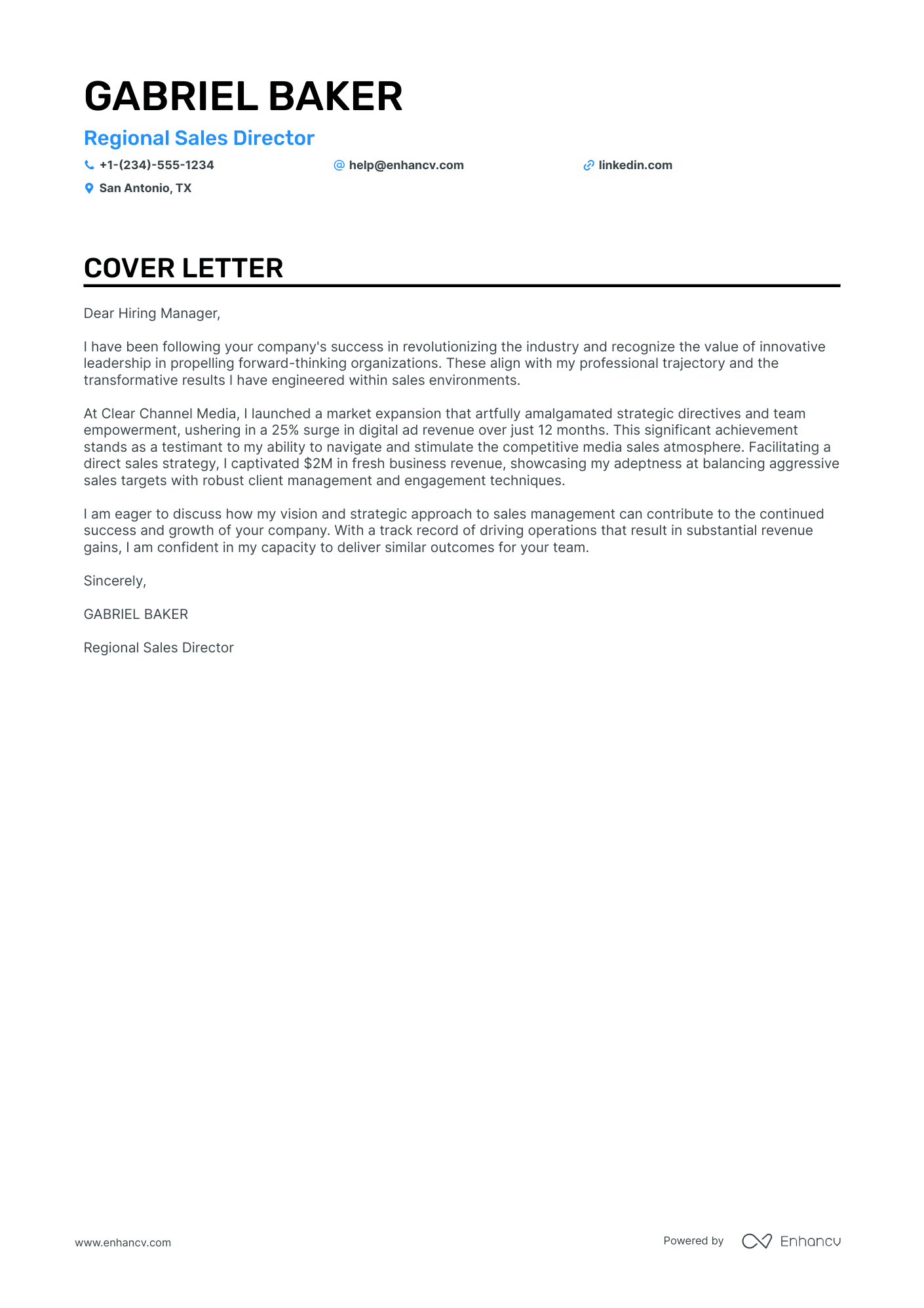 General Sales Manager Resume Example