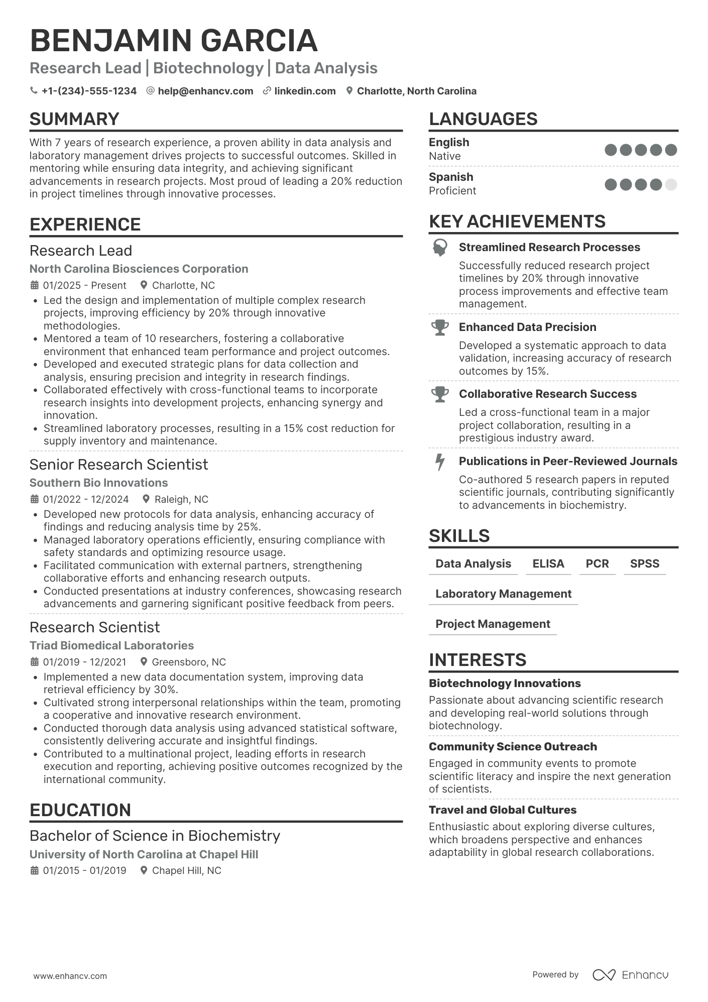 Lead Research Assistant Resume Example