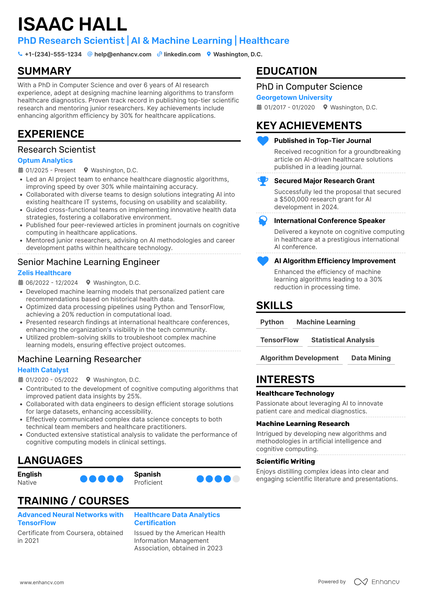 PhD Resume Example