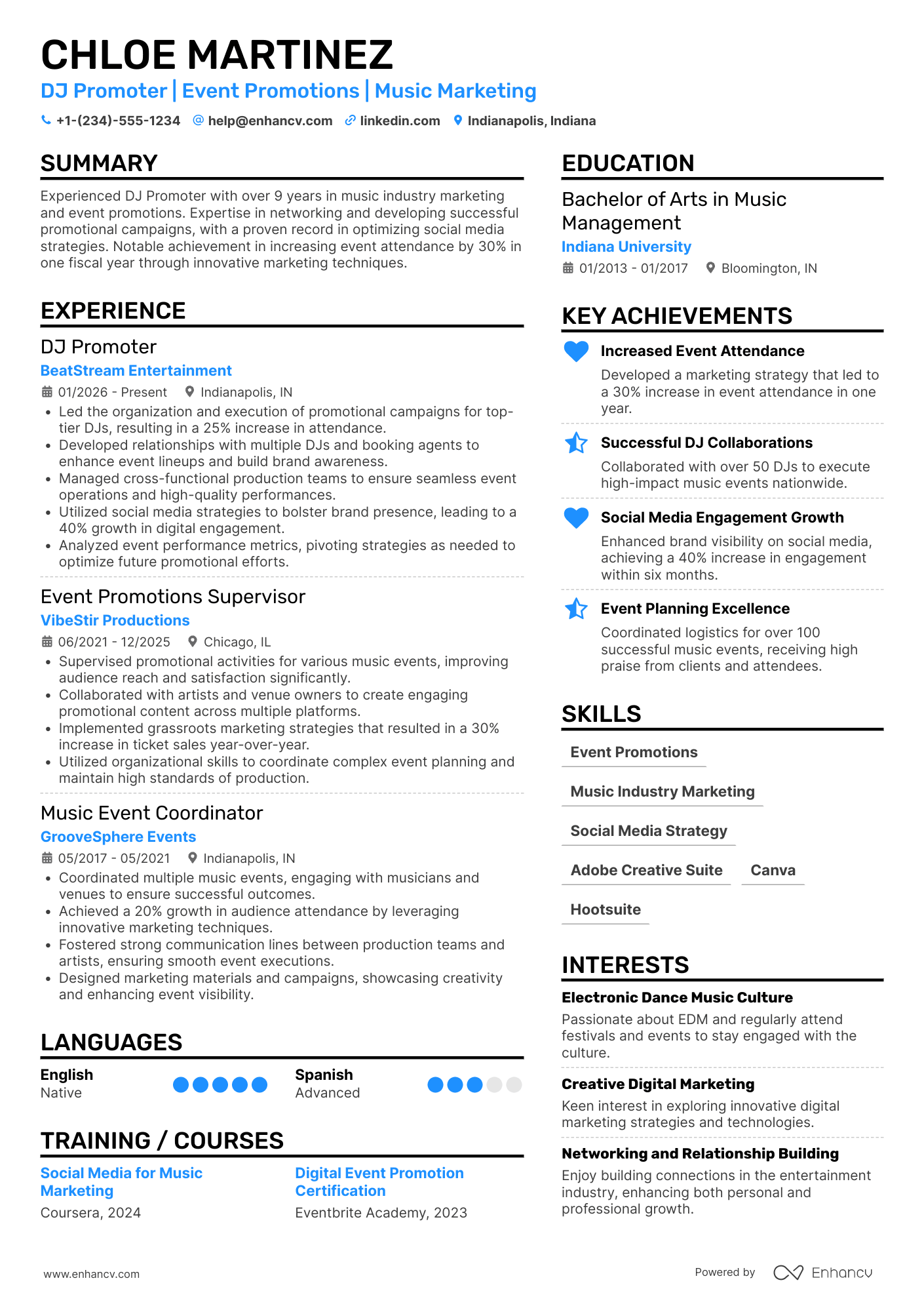 DJ Promoter Resume Example