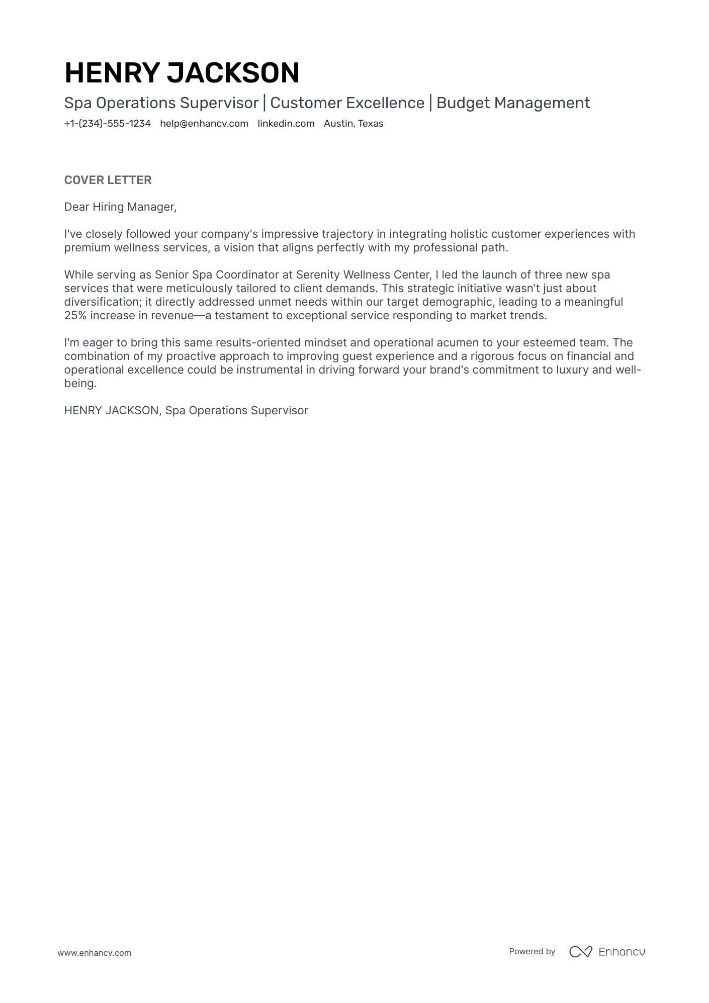 Assistant Spa Manager Resume Example