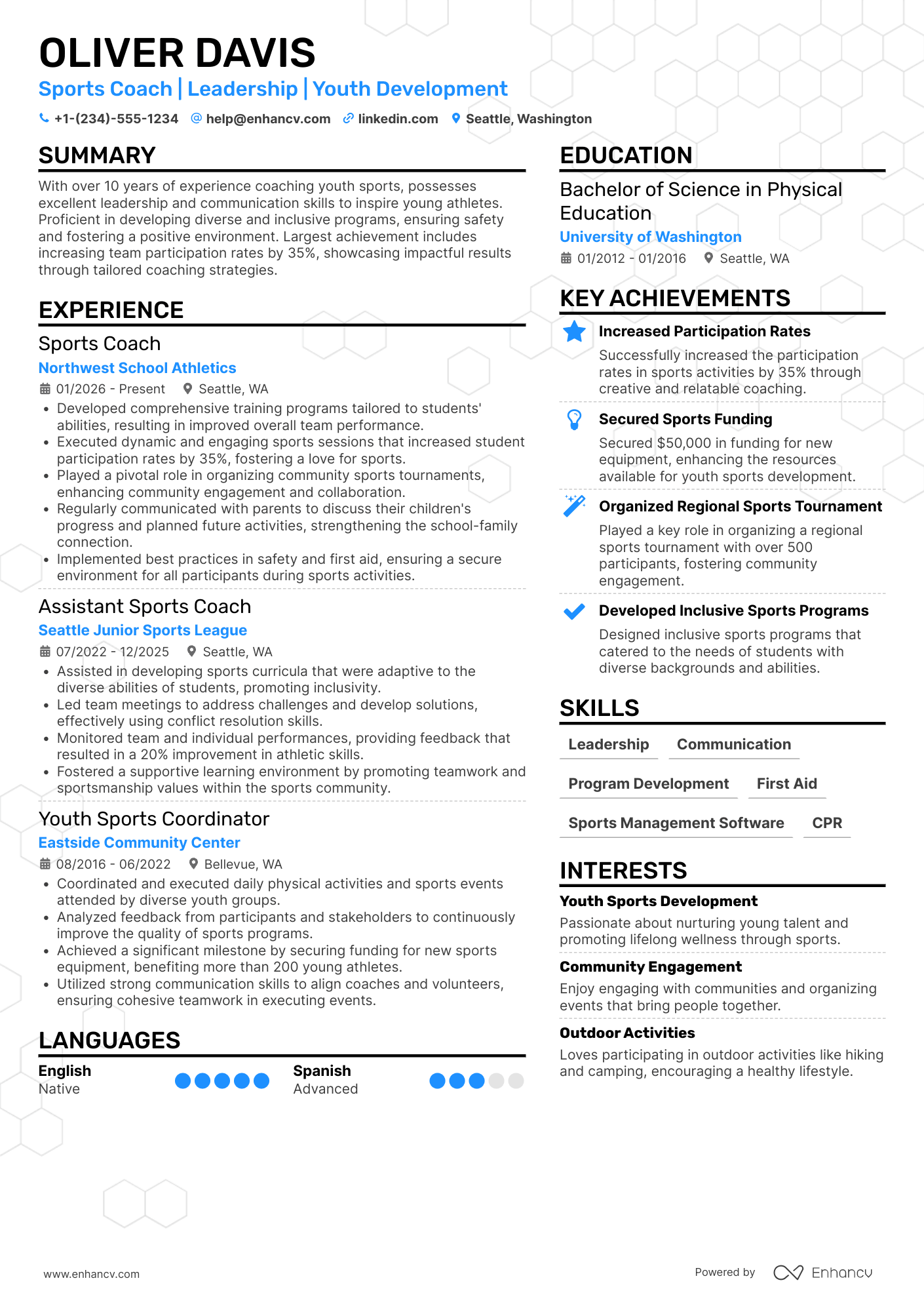 After School Sports Coach Resume Example