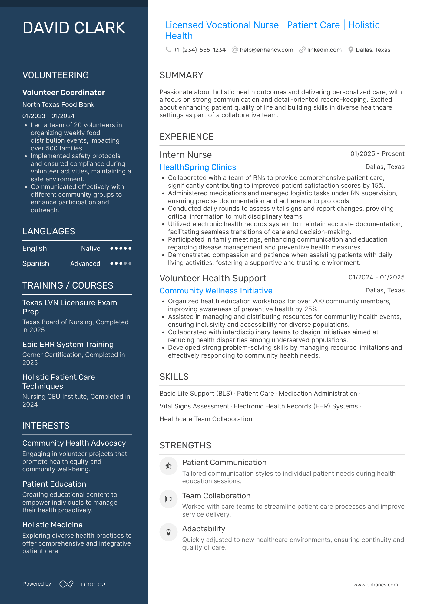 Entry Level LVN Resume Example