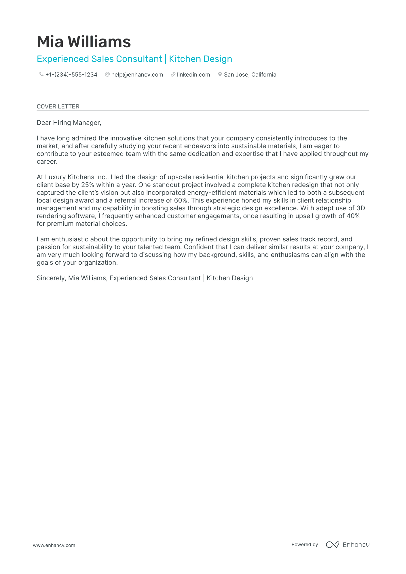 Kitchen Designer Resume Example