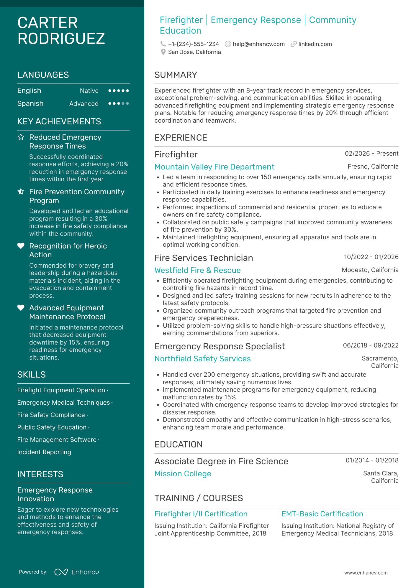 Probationary Firefighter Resume Example