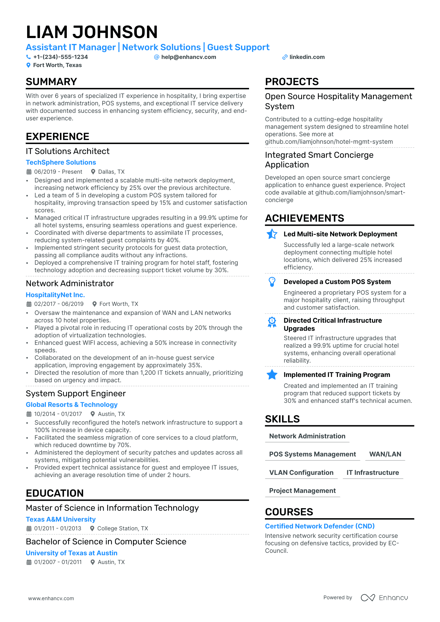 Assistant It Manager Resume Example