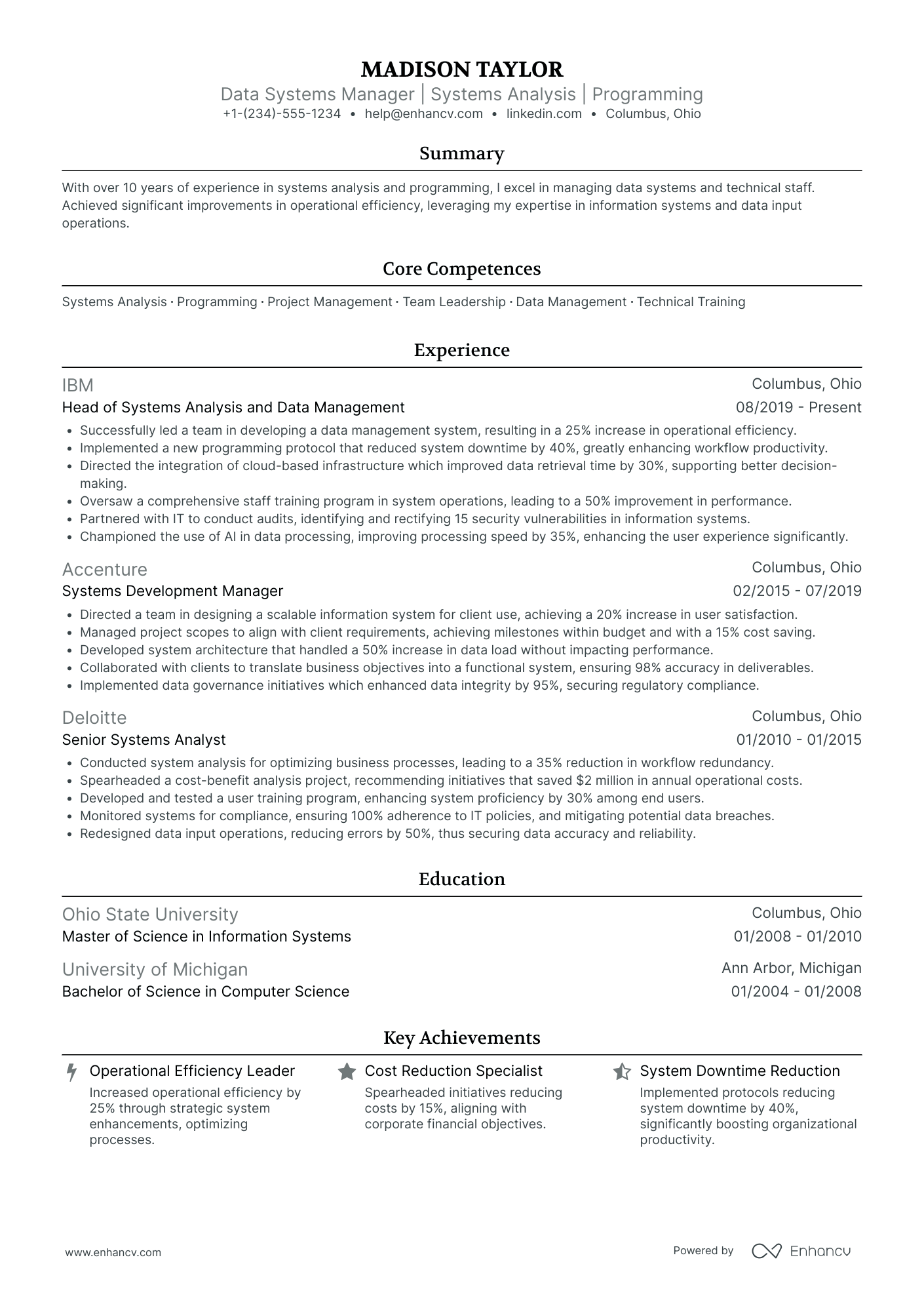 Chief Data Officer in Utilities and Public Works Resume Example
