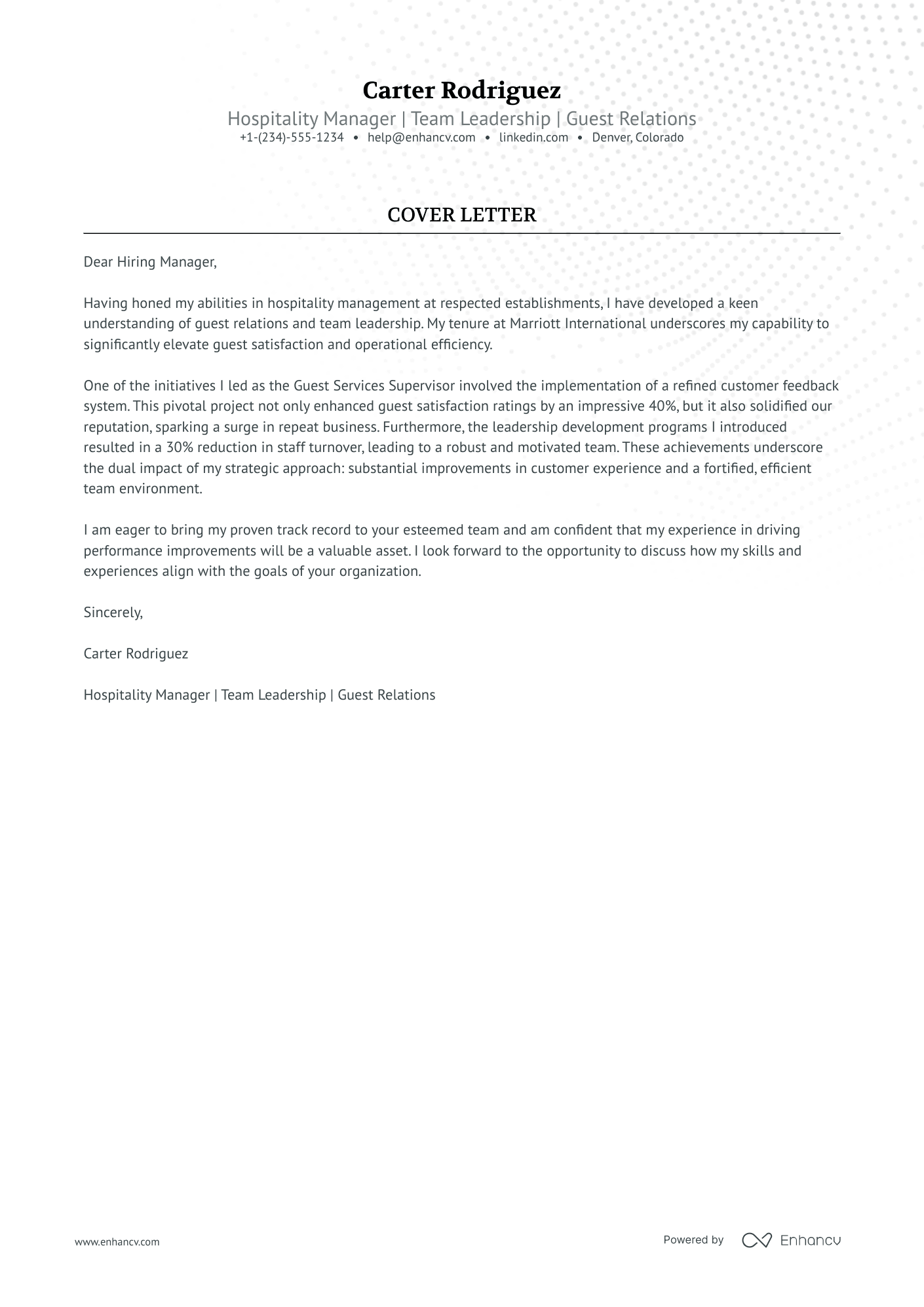 Front Desk Supervisor Resume Example