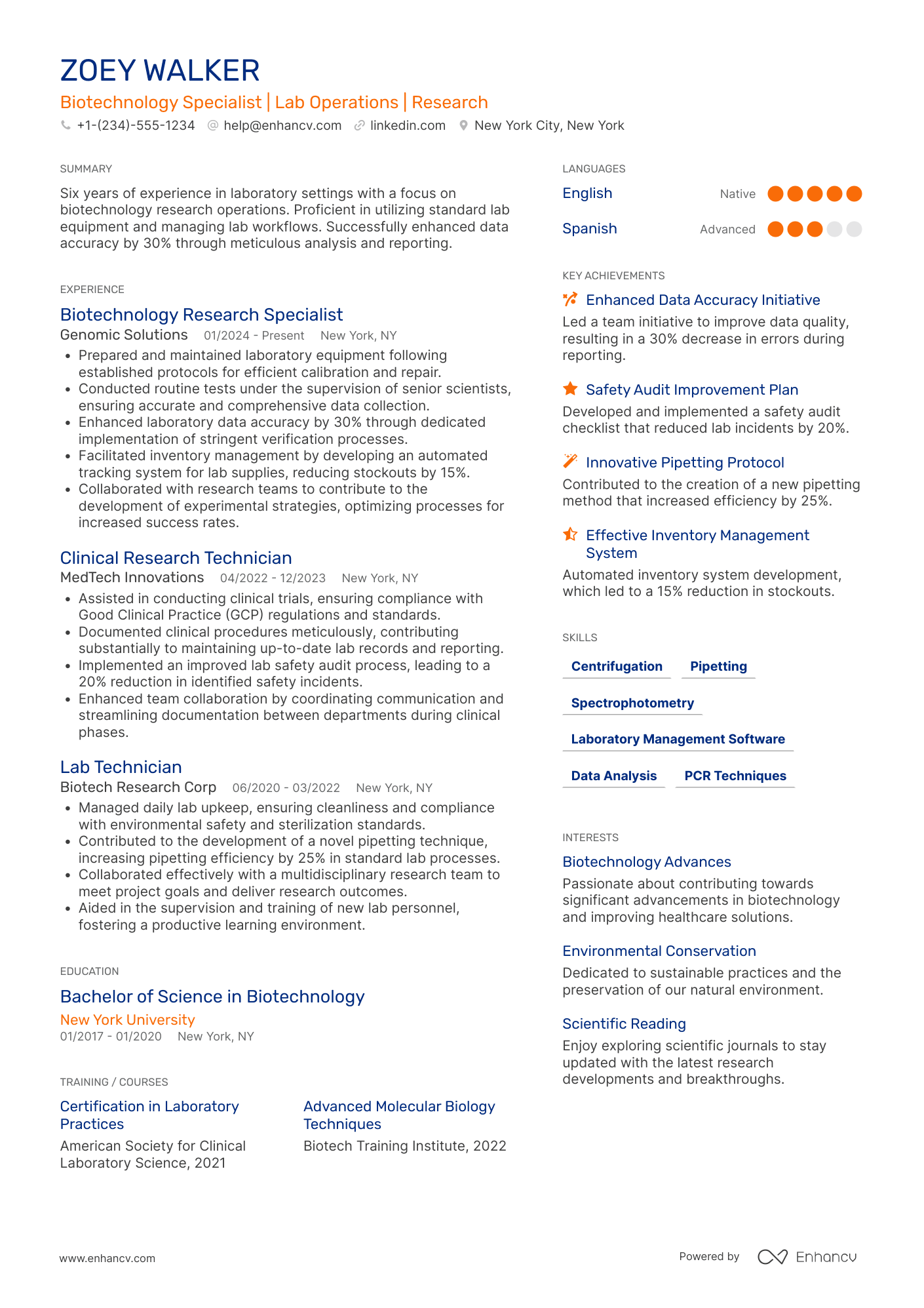 Lab Assistant Resume Example