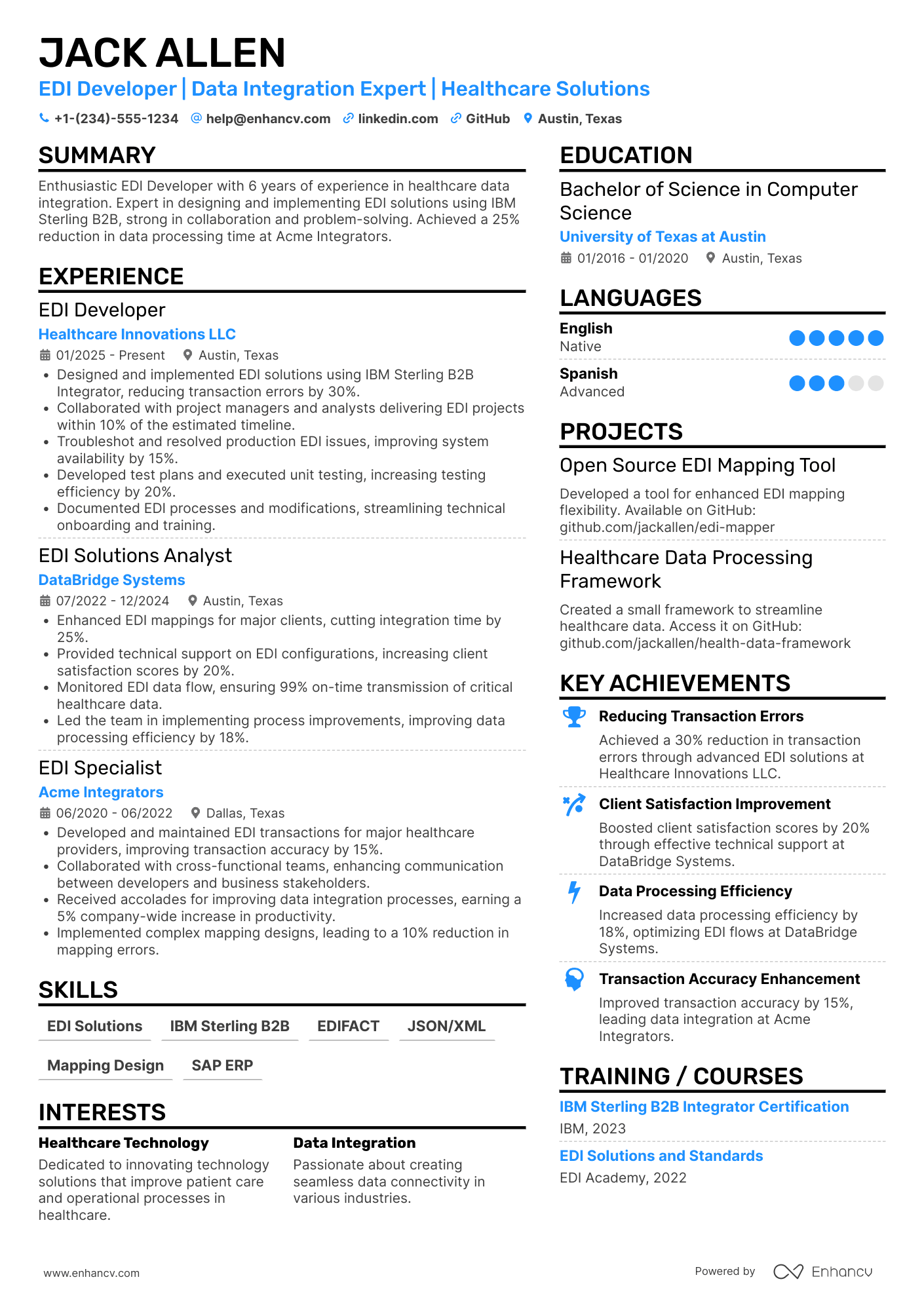 EDI Developer Resume Example