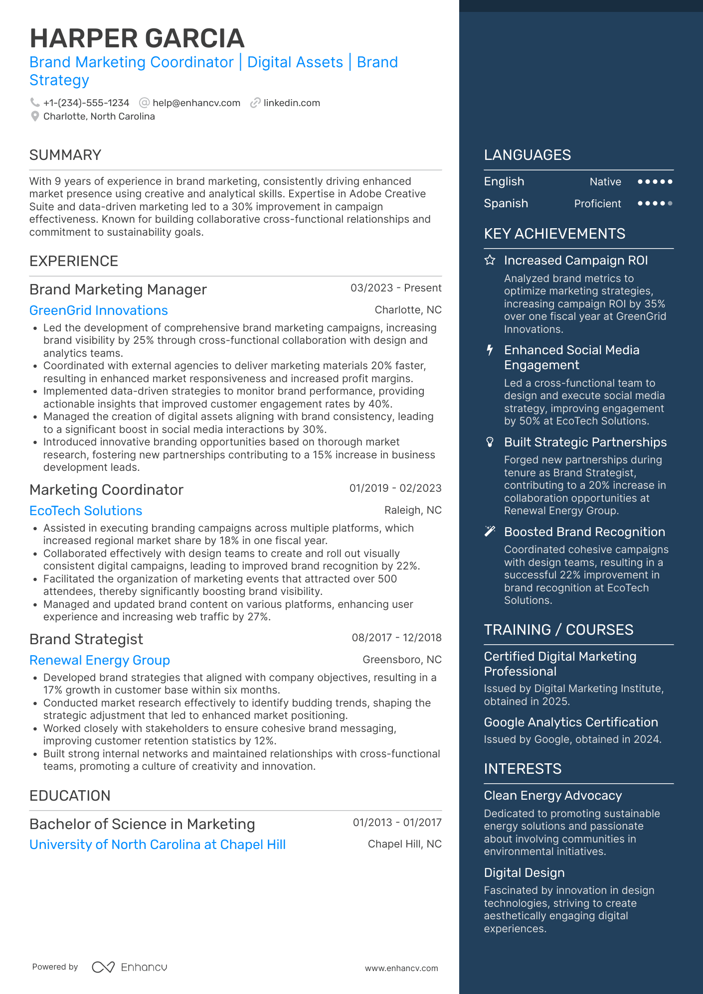 Brand Marketing Coordinator Resume Example