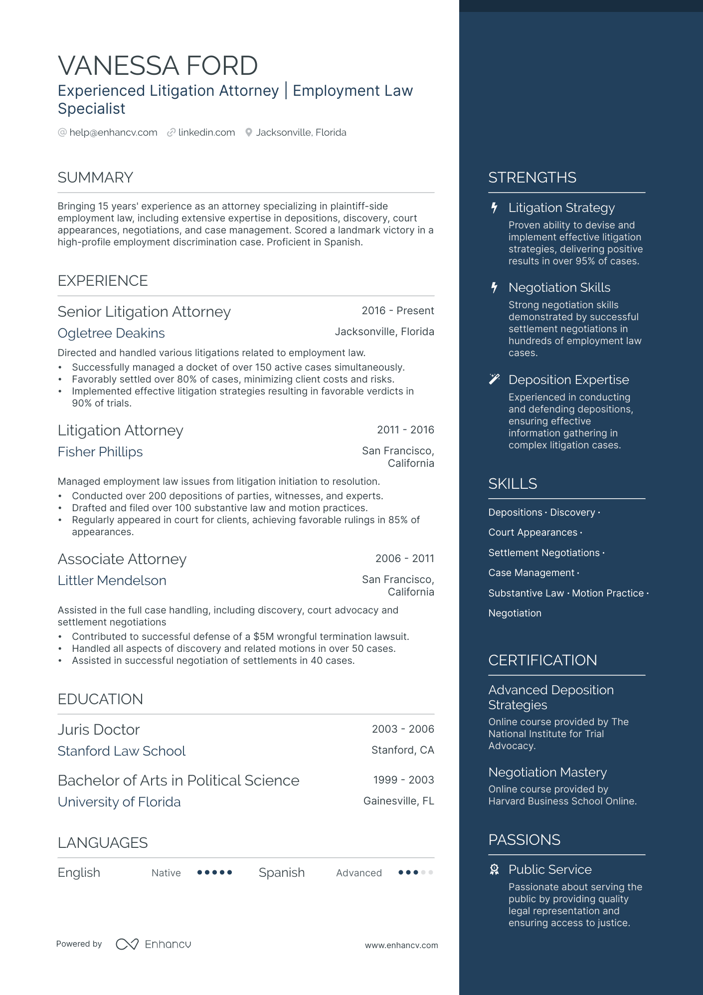 Litigation Attorney Resume Example