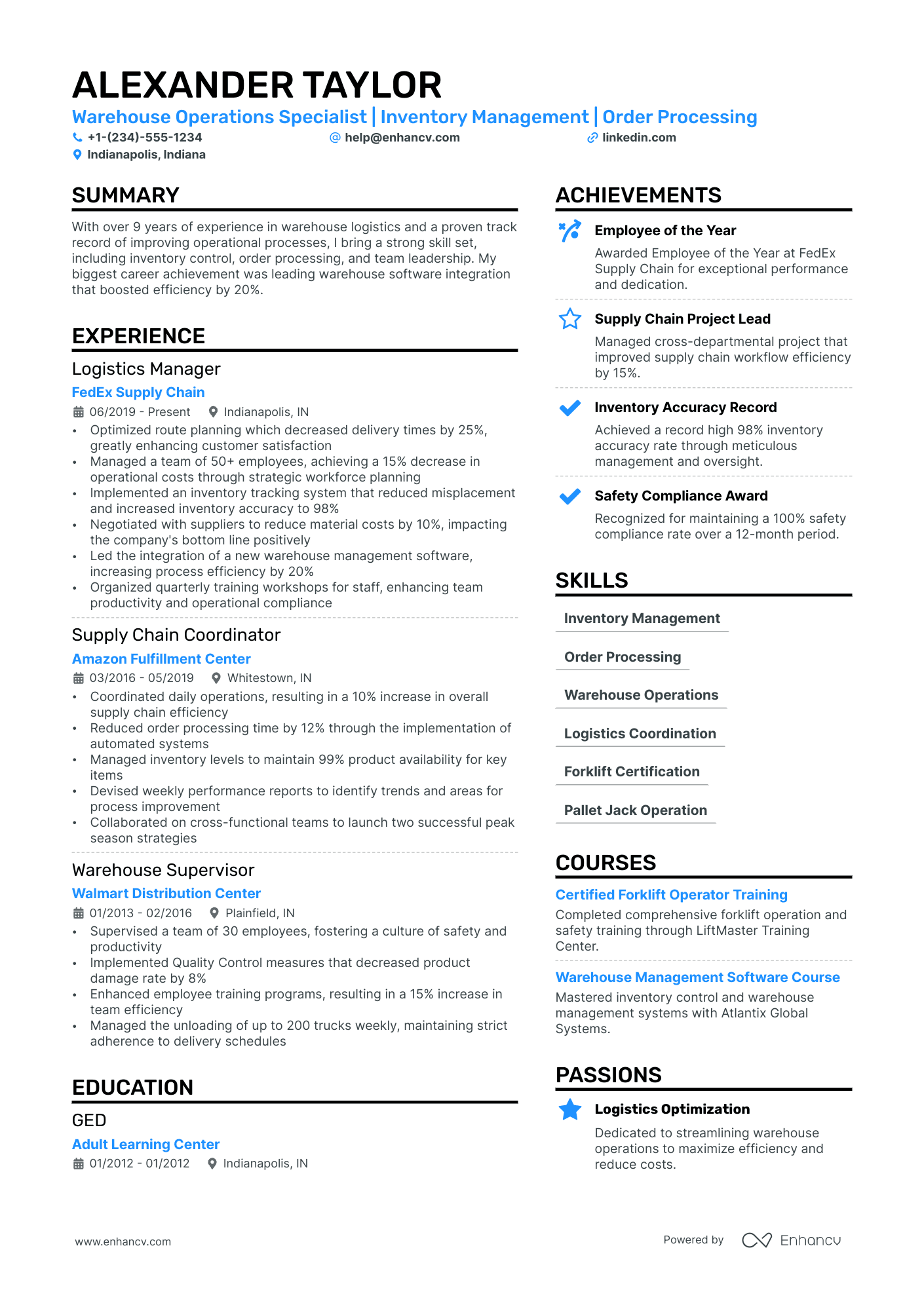 Warehouse Associate Resume Example