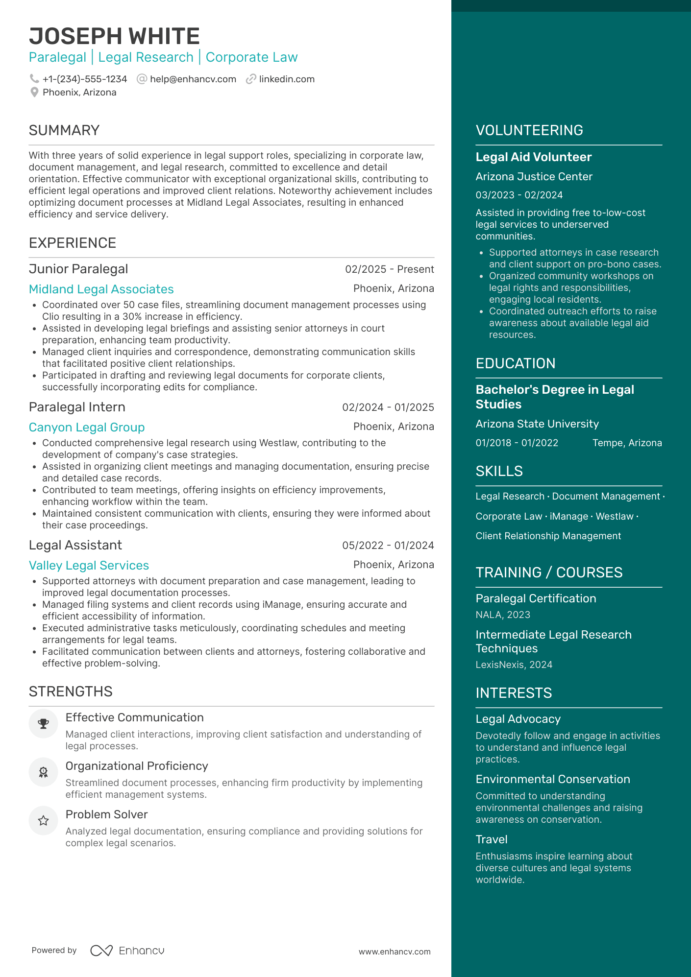 Paralegal Coordinator Resume Example