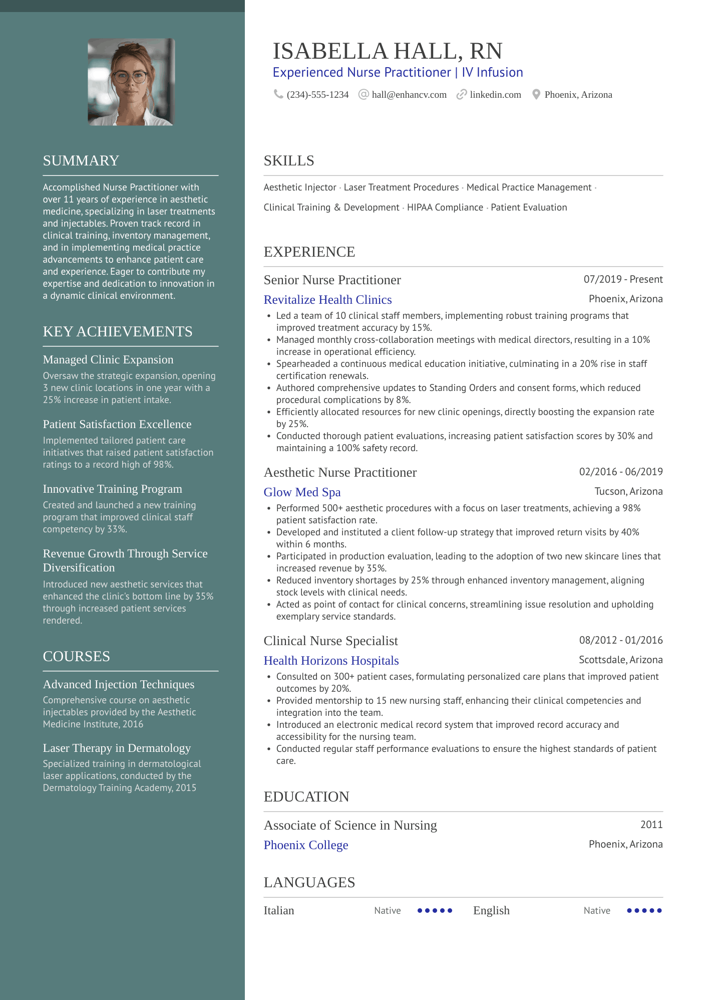 Aesthetic Nurse Resume Example