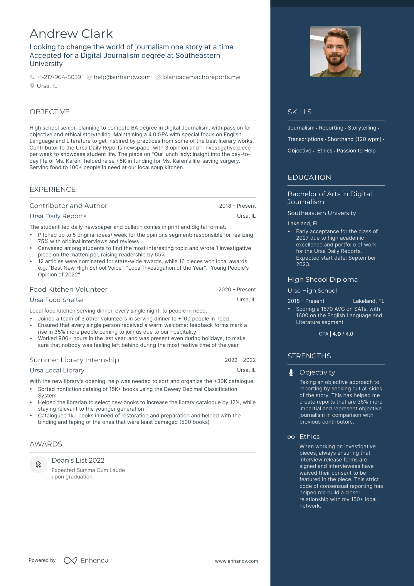 Scholarship Resume Example