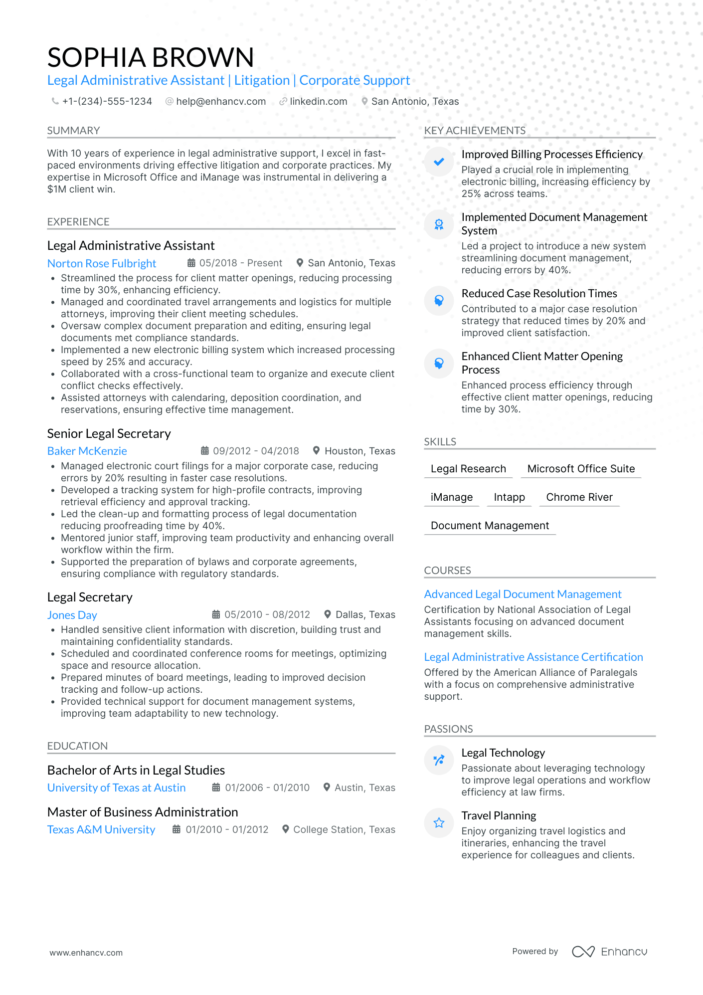 Administrative Legal Assistant Resume Example