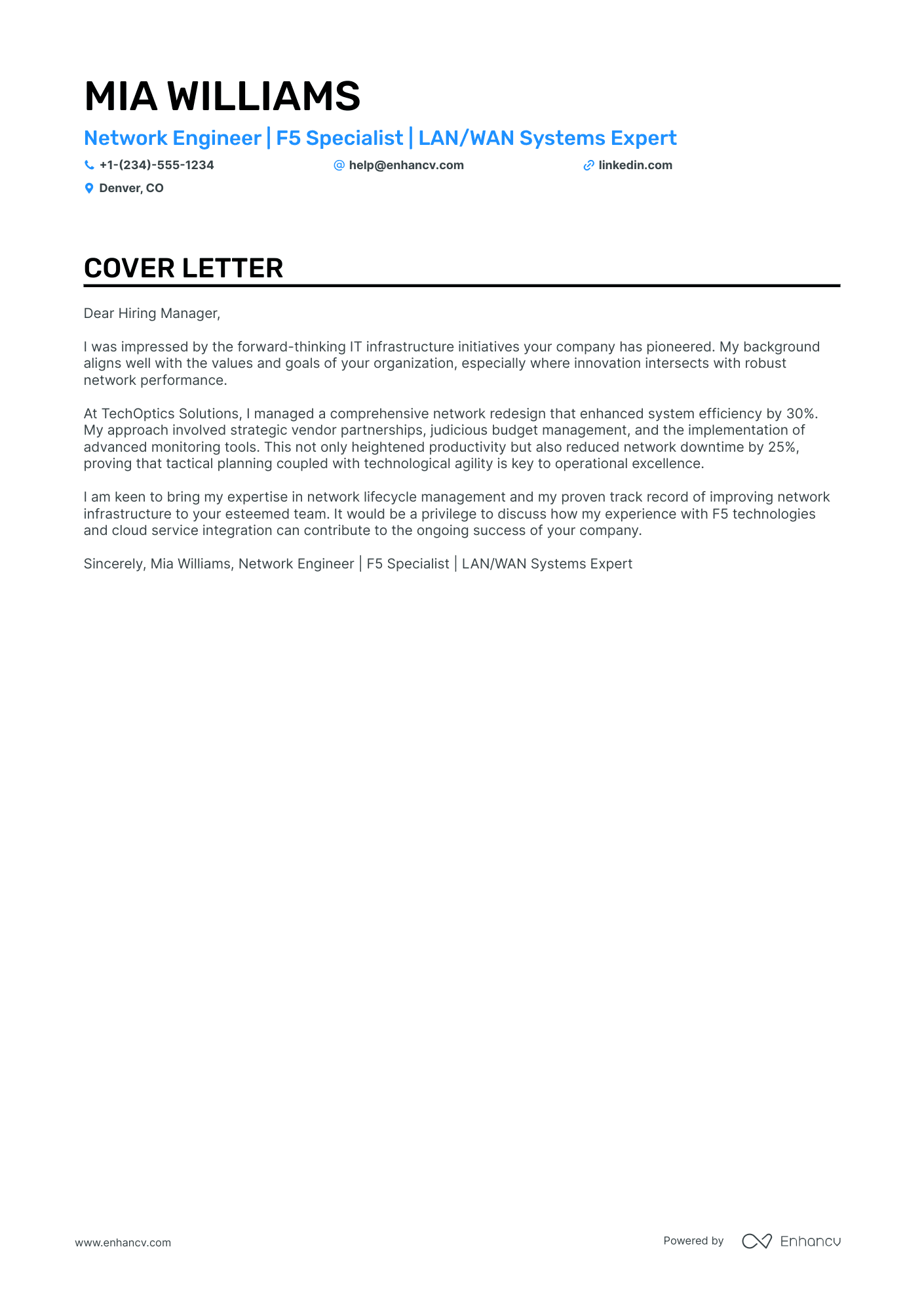 F5 Network Engineer Resume Example
