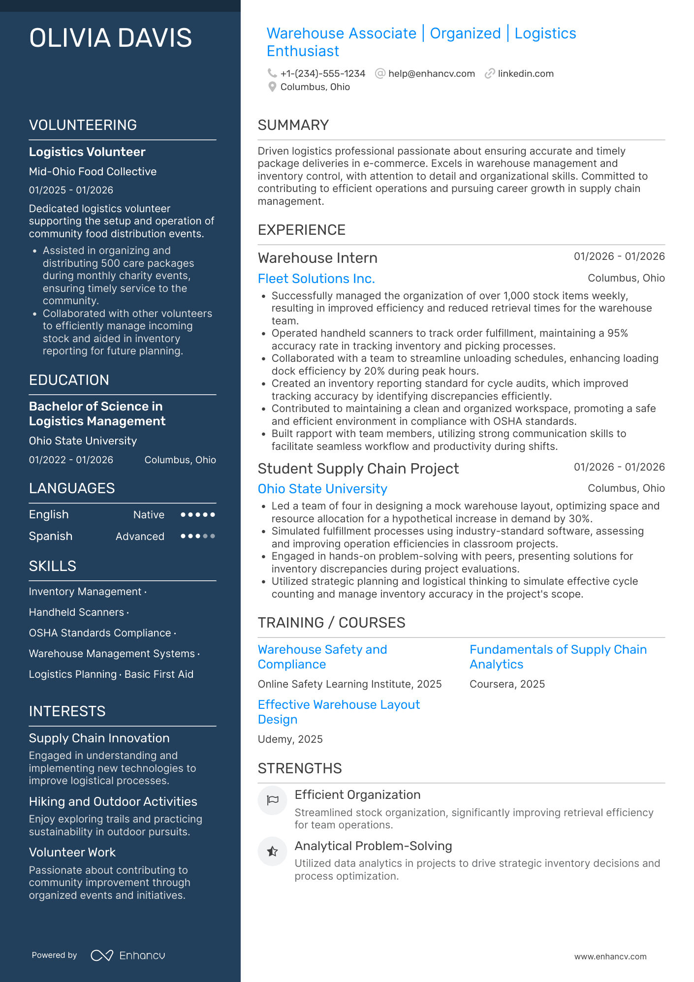Entry Level Amazon Warehouse Associate Resume Example