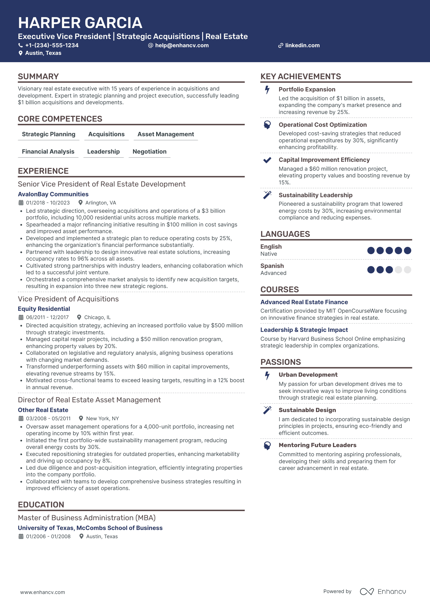 Chief Information Officer in Real Estate Resume Example