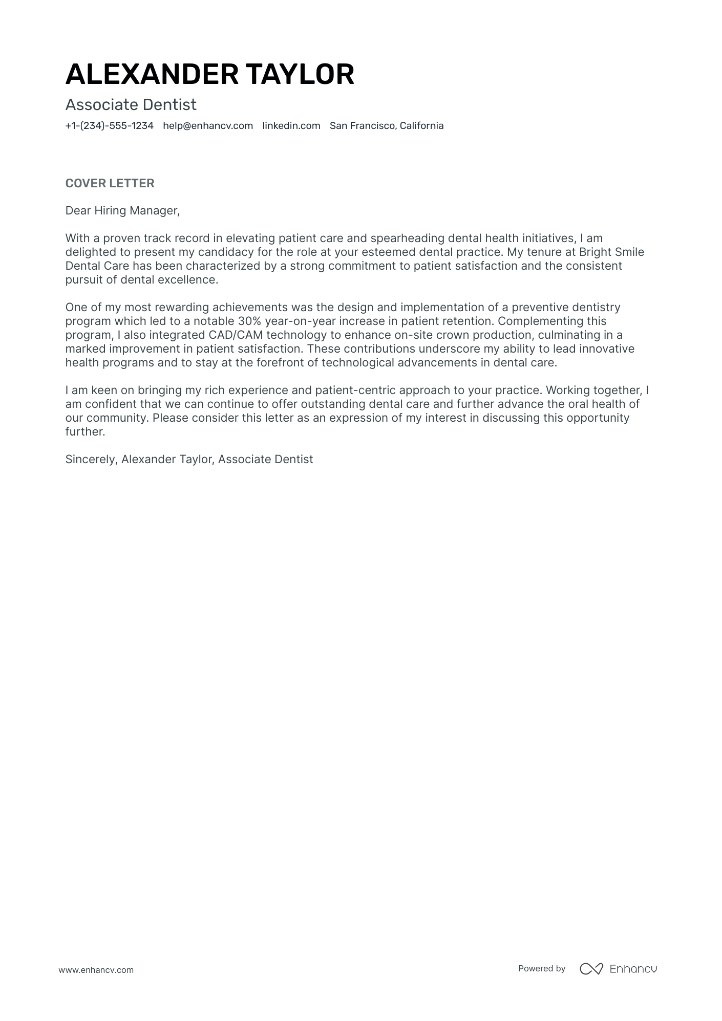 Associate Dentist Resume Example