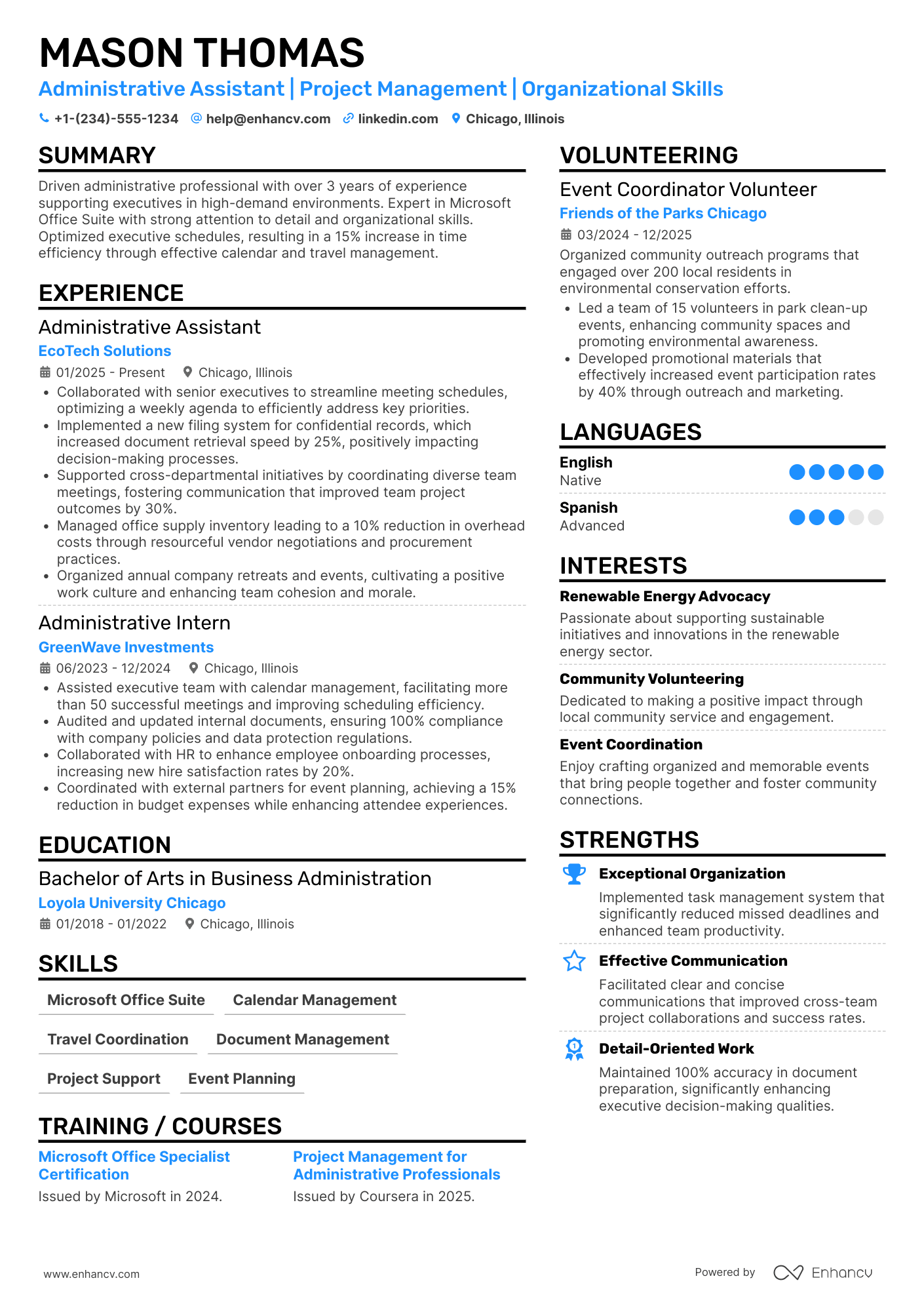 Senior Administrative Assistant Resume Example