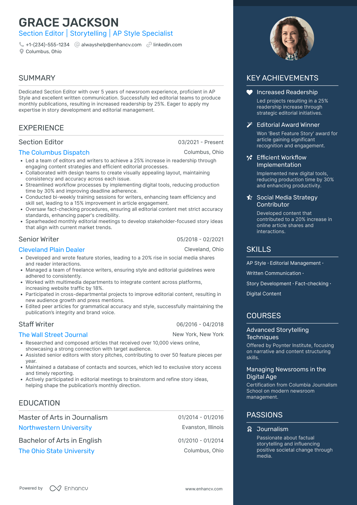 High School Student Newspaper Editor Resume Example