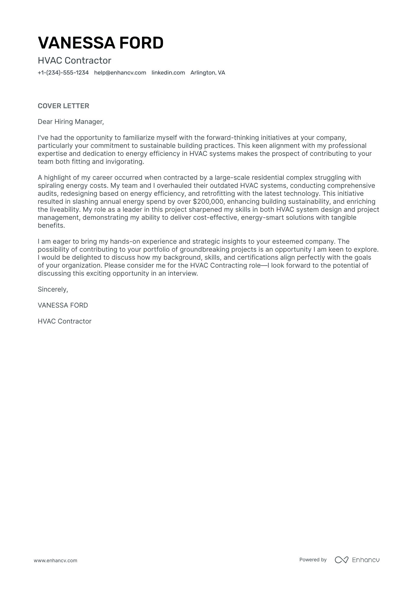 Contractor Resume Example