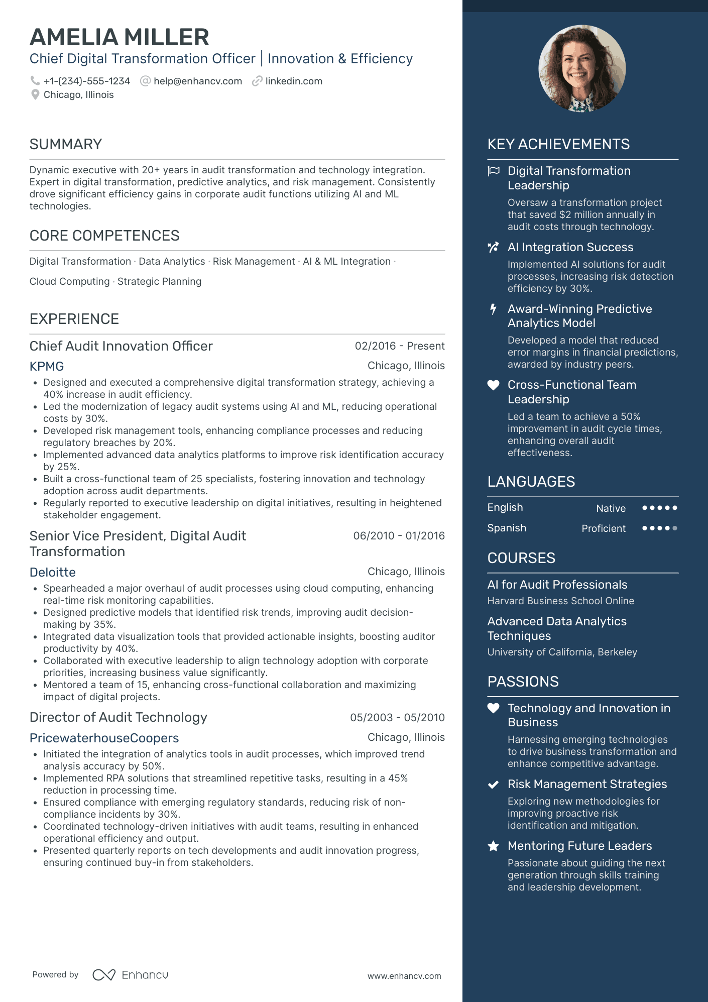 Chief Innovation and Transformation Officer Resume Example